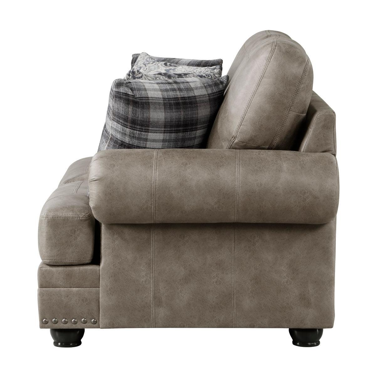 Gray Traditional Modern Solid Wood And Plywood Faux Leather Upholstered Tufted Loveseat - Ella Furniture