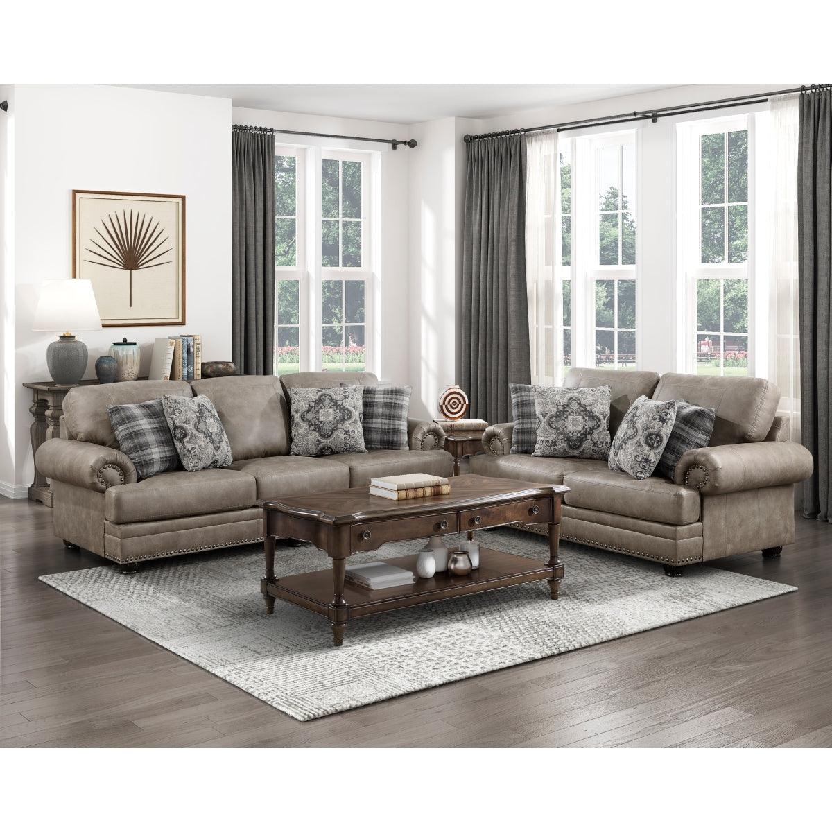 Franklin Gray Traditional Solid Wood And Plywood Polished Microfiber Upholstery Sofa - Ella Furniture