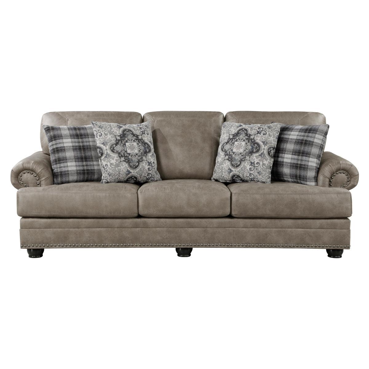 Franklin Gray Traditional Solid Wood And Plywood Polished Microfiber Upholstery Sofa - Ella Furniture
