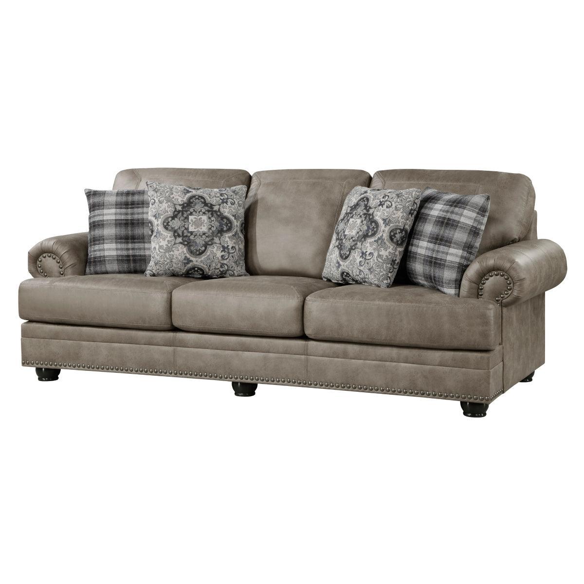 Franklin Gray Traditional Solid Wood And Plywood Polished Microfiber Upholstery Sofa - Ella Furniture