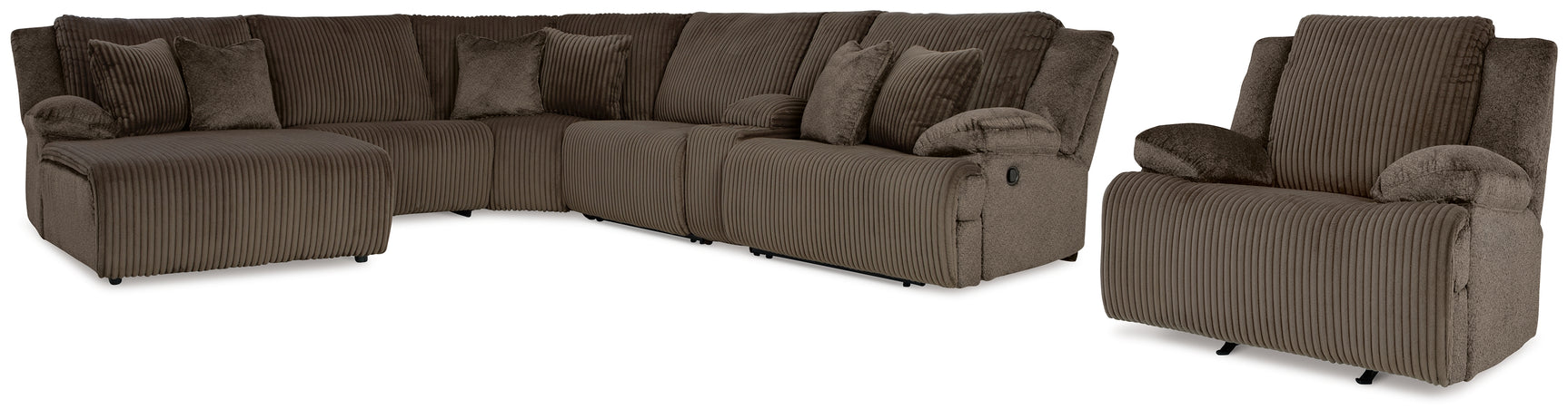 Top Chocolate Tier 6-Piece Sectional with Recliner