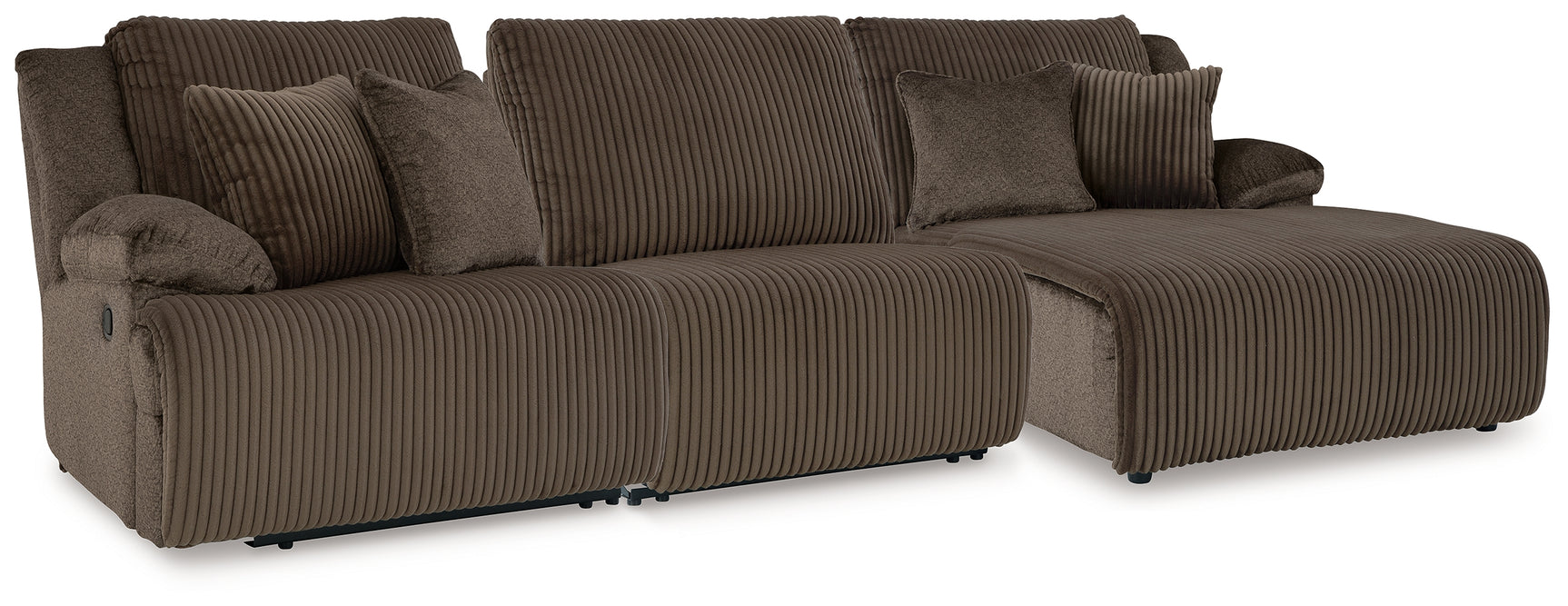 Top Tier Chocolate Velvet 3-Piece Sofa Chaise Sectional