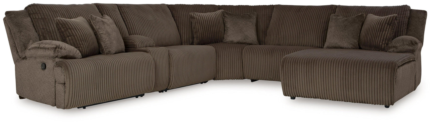 Top Tier Chocolate Velvet 6-Piece Reclining Sectional with Chaise