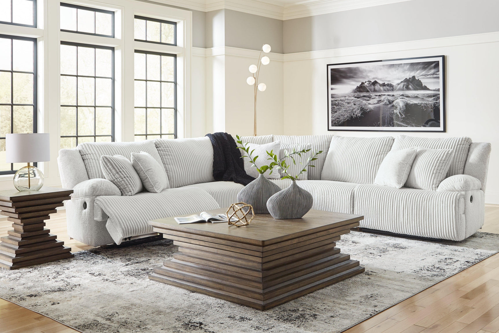 Top Tier Alloy Velvet 5-Piece Reclining Sectional