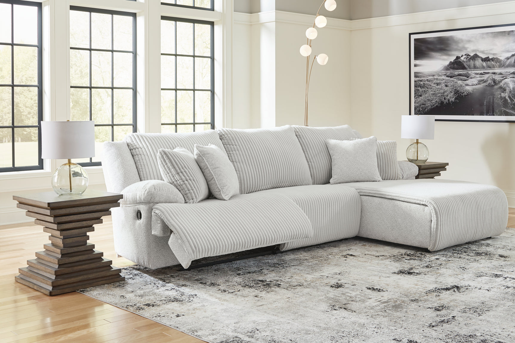 Top Tier Alloy Velvet 3-Piece Sectional Sofa Chaise