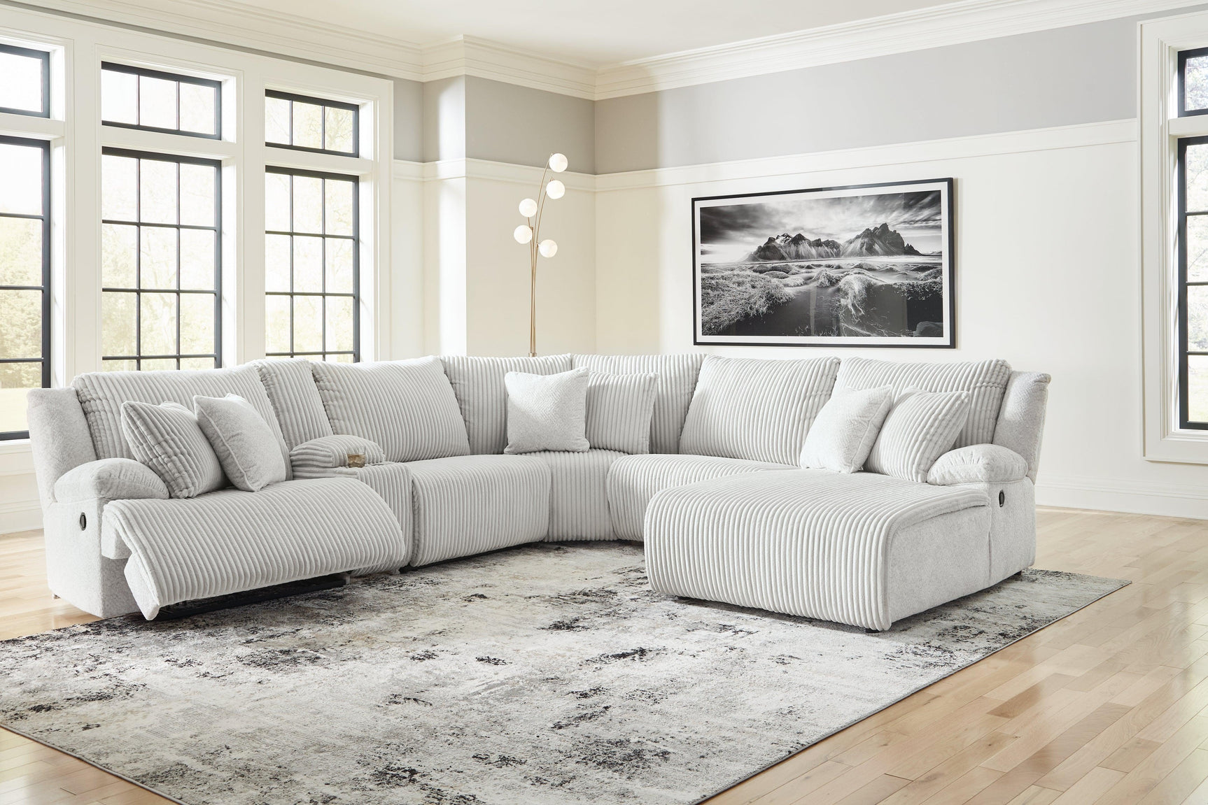 Top Tier Alloy Velvet 6-Piece Reclining Sectional with Chaise