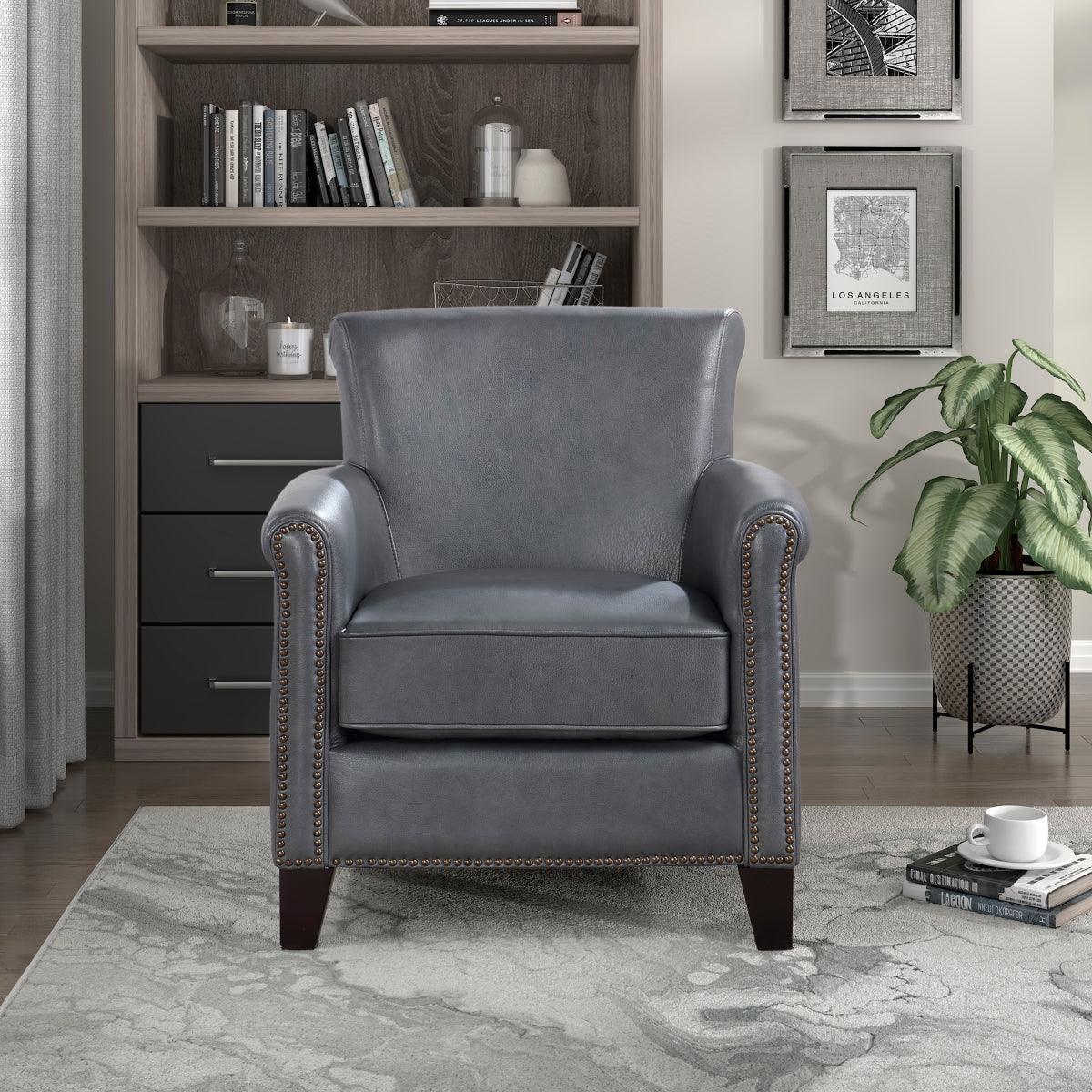 Braintree Burnish Gray Leather Accent Chair