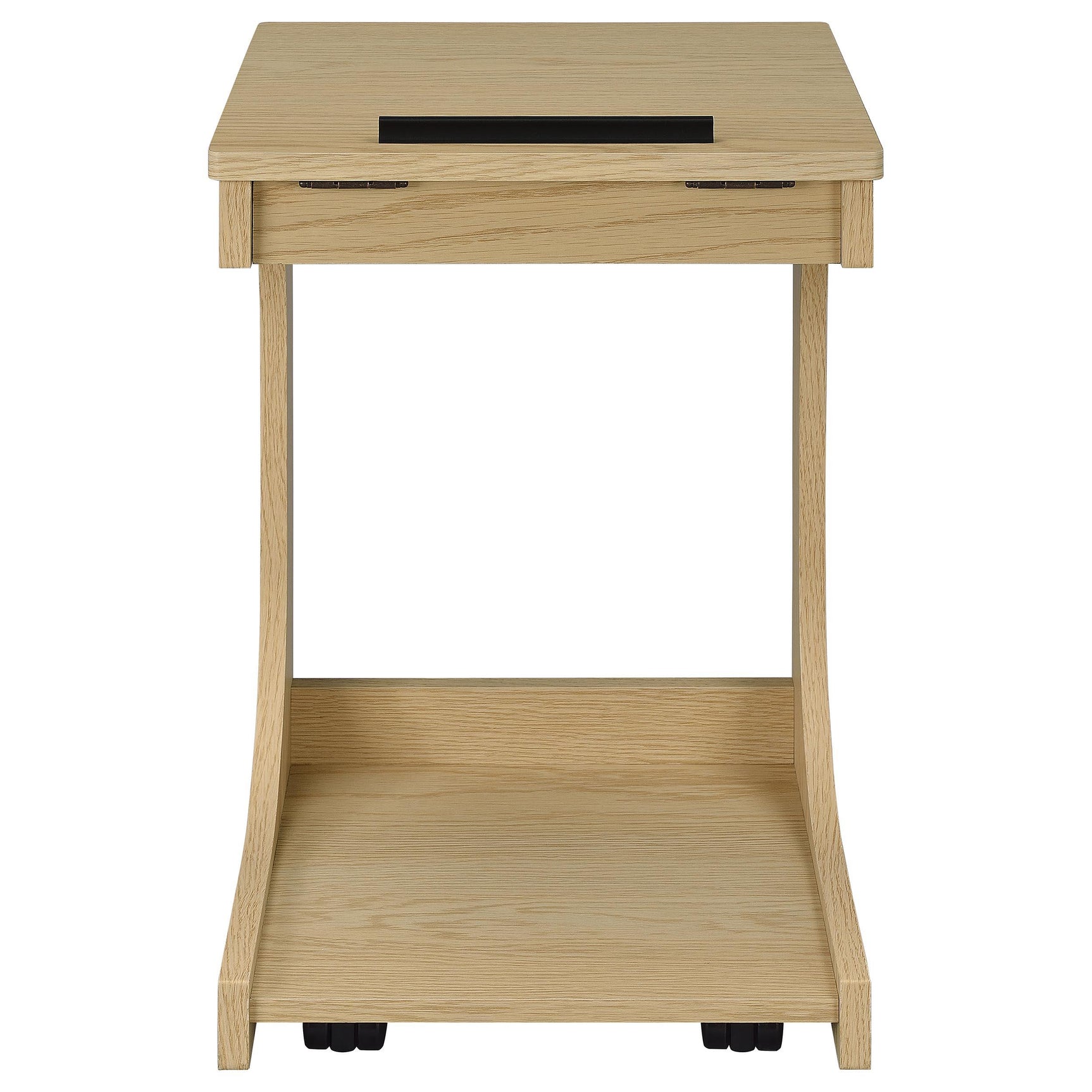 Ralston C-Shaped Lift-Top Sofa Side Table With Casters Light Oak