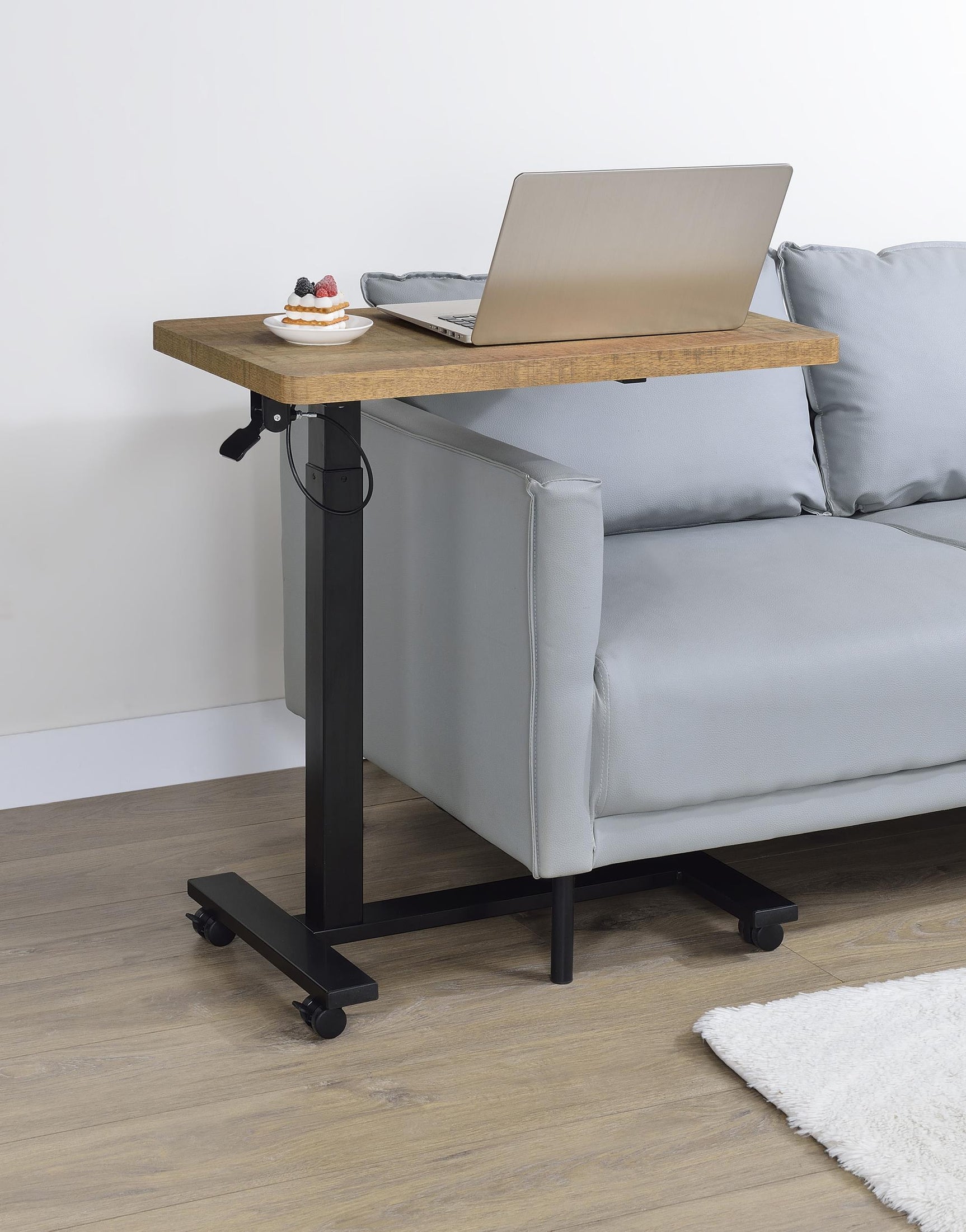 Westpark Pneumatic Adjustable C-Shape Side Table with Casters Mango