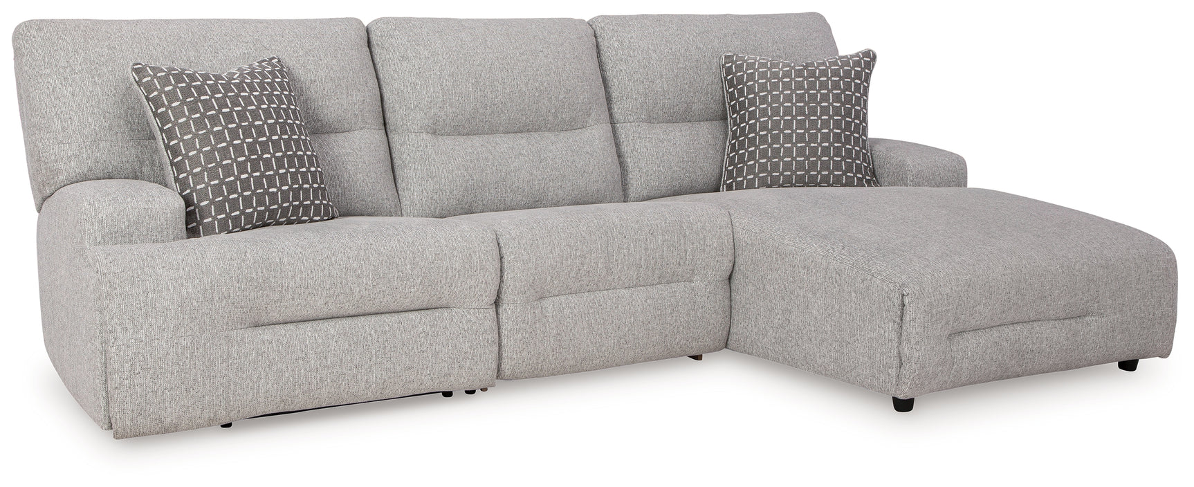 Acklen Place Pewter Performance Fabric,Next-Gen Nuvella™ 3-Piece Power Reclining Sectional