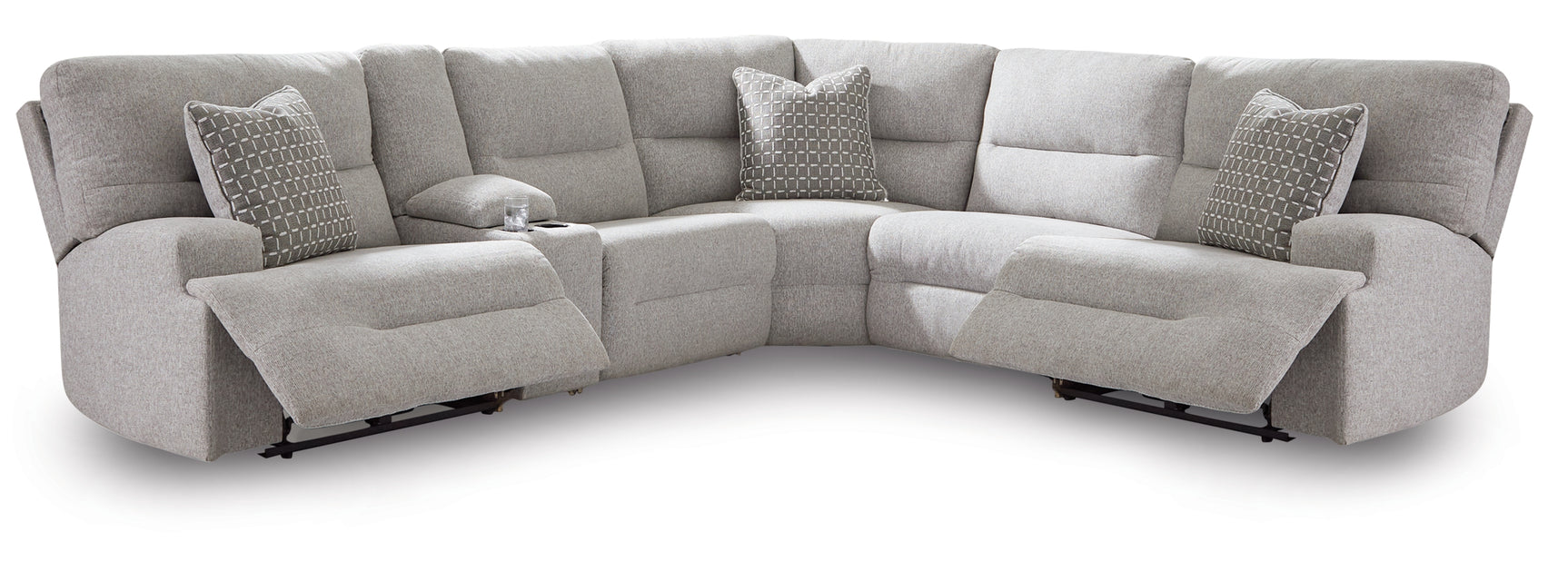 Acklen Place Pewter Performance Fabric,Next-Gen Nuvella™ 6-Piece Power Reclining Sectional
