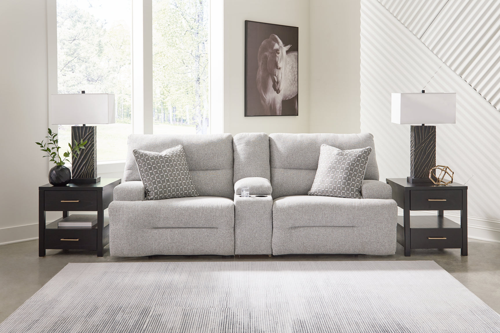 Acklen Place Pewter 7-Piece Power Sectional Reclining Sofa with Storage Console