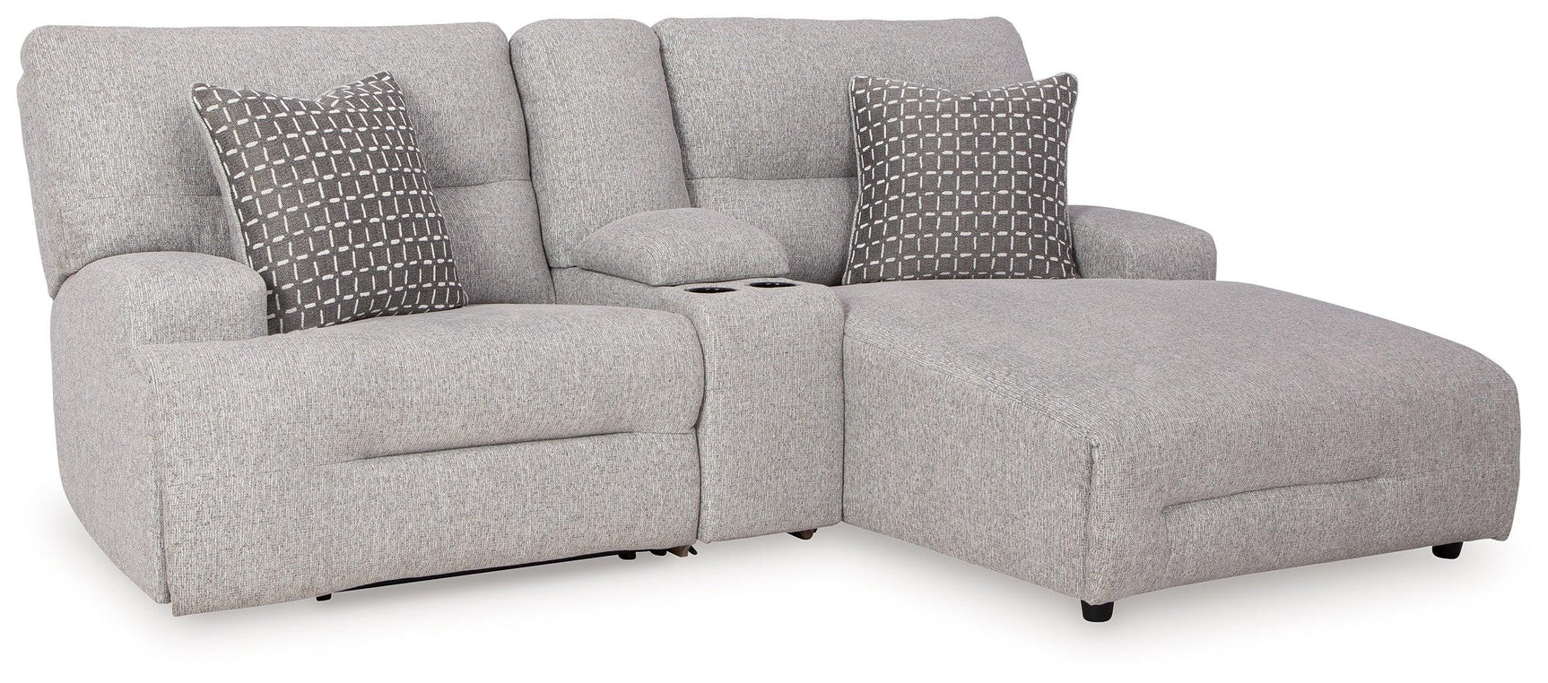 Acklen Place Pewter Performance Fabric,Next-Gen Nuvella™ 3-Piece Power Reclining Sectional Sofa with Chaise