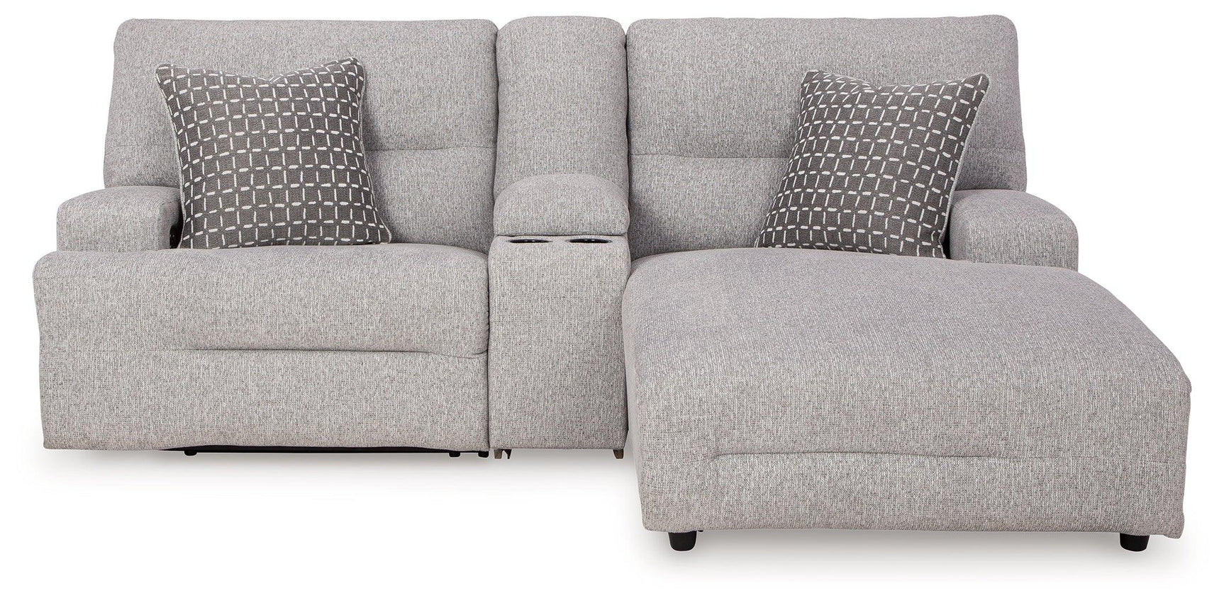 Acklen Place Pewter Performance Fabric,Next-Gen Nuvella™ 3-Piece Power Reclining Sectional Sofa with Chaise