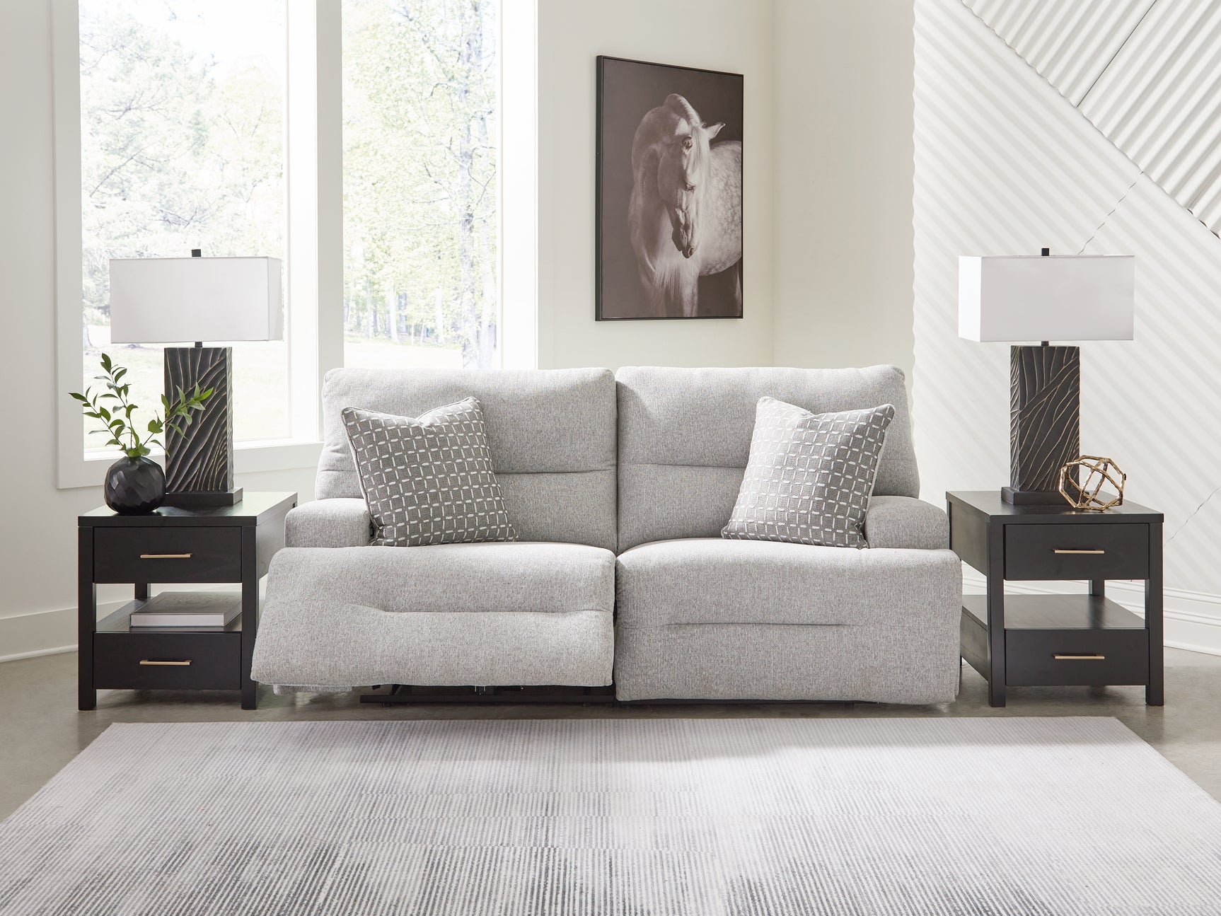 Acklen Place Pewter 7-Piece Power Sectional Reclining Sofa with Storage Console