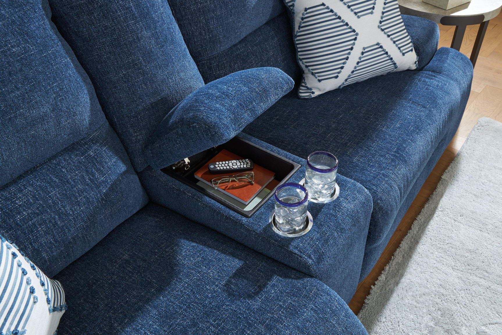 Acklen Place Navy Performance Fabric,Next-Gen Nuvella™ 3-Piece Power Reclining Sectional Sofa with Chaise
