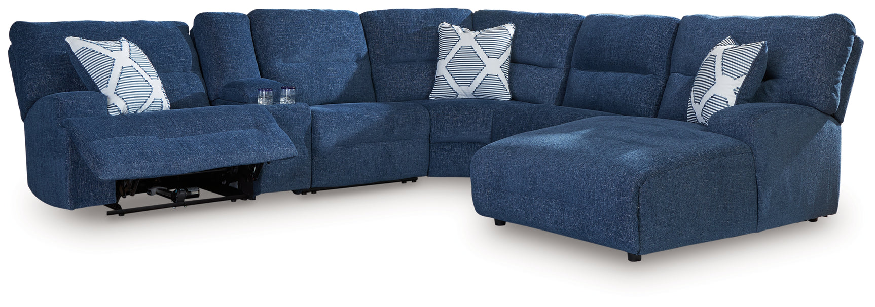 Acklen Place Navy Performance Fabric,Next-Gen Nuvella™ 6-Piece Power Reclining Sectional with Chaise
