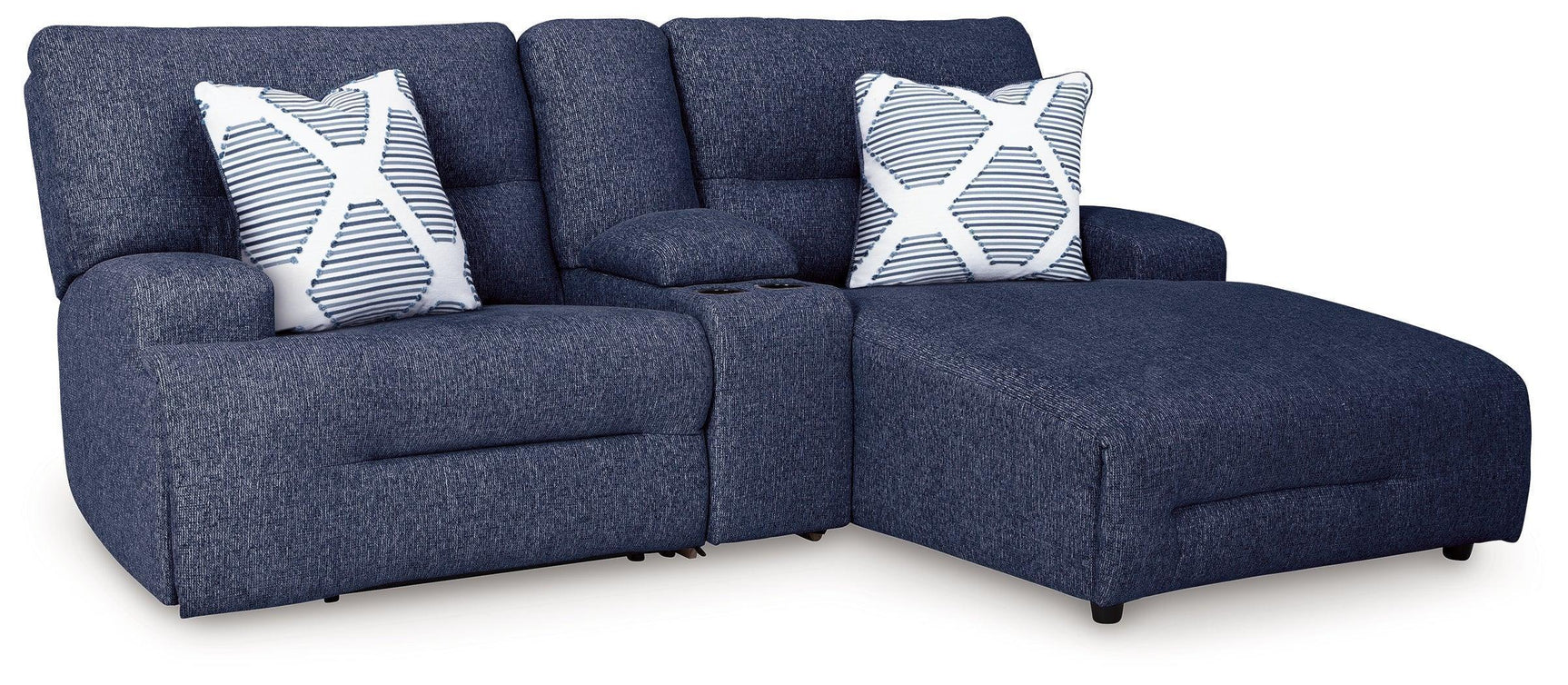Acklen Place Navy Performance Fabric,Next-Gen Nuvella™ 3-Piece Power Reclining Sectional Sofa with Chaise
