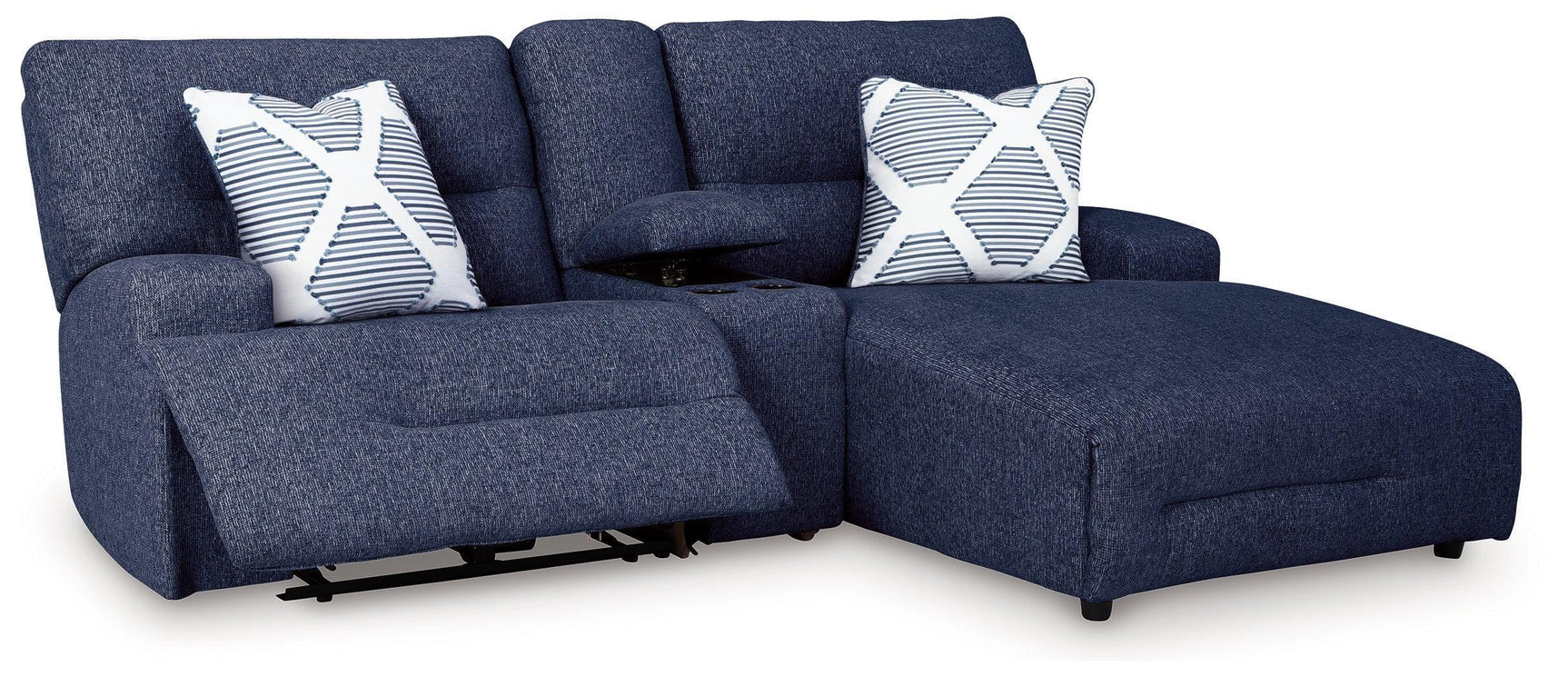 Acklen Place Navy Performance Fabric,Next-Gen Nuvella™ 3-Piece Power Reclining Sectional Sofa with Chaise