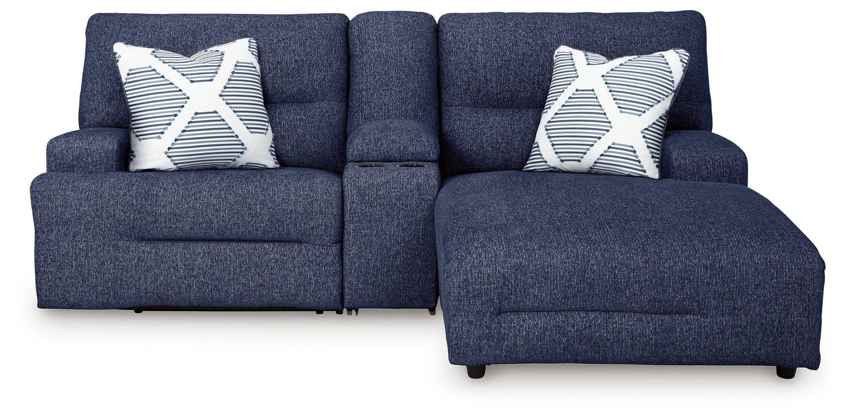 Acklen Place Navy Performance Fabric,Next-Gen Nuvella™ 3-Piece Power Reclining Sectional Sofa with Chaise