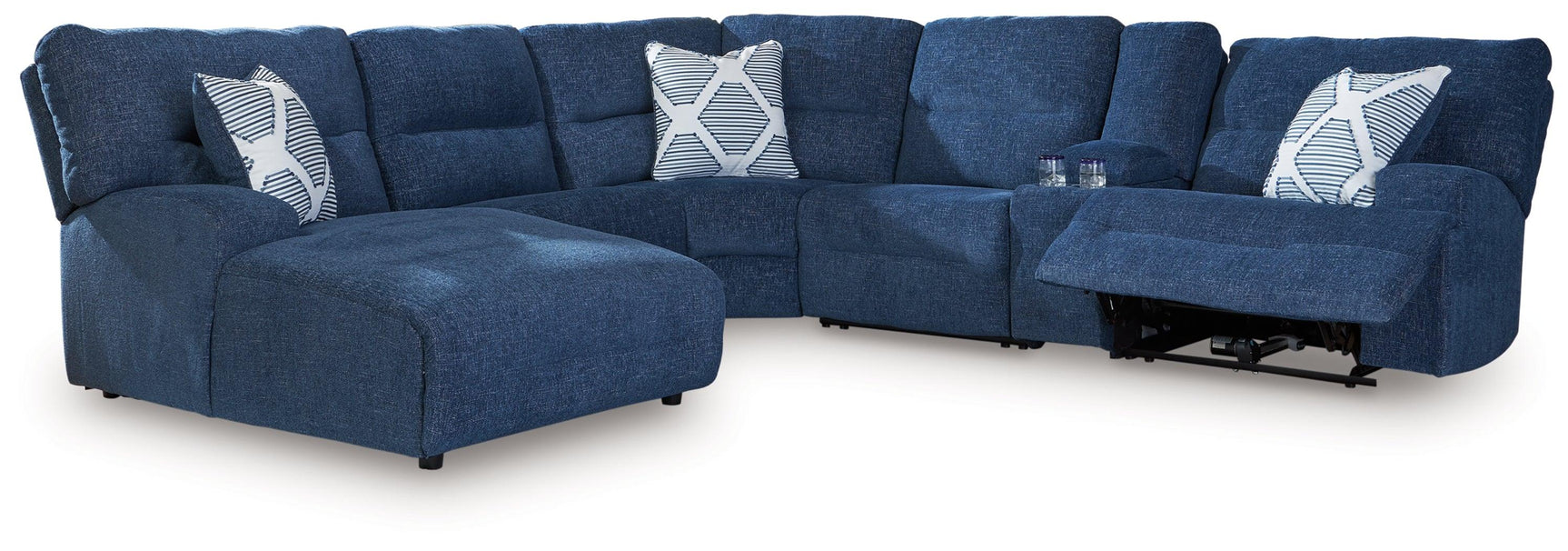 Acklen Place Navy Performance Fabric,Next-Gen Nuvella™ 6-Piece Power Reclining Sectional with Chaise