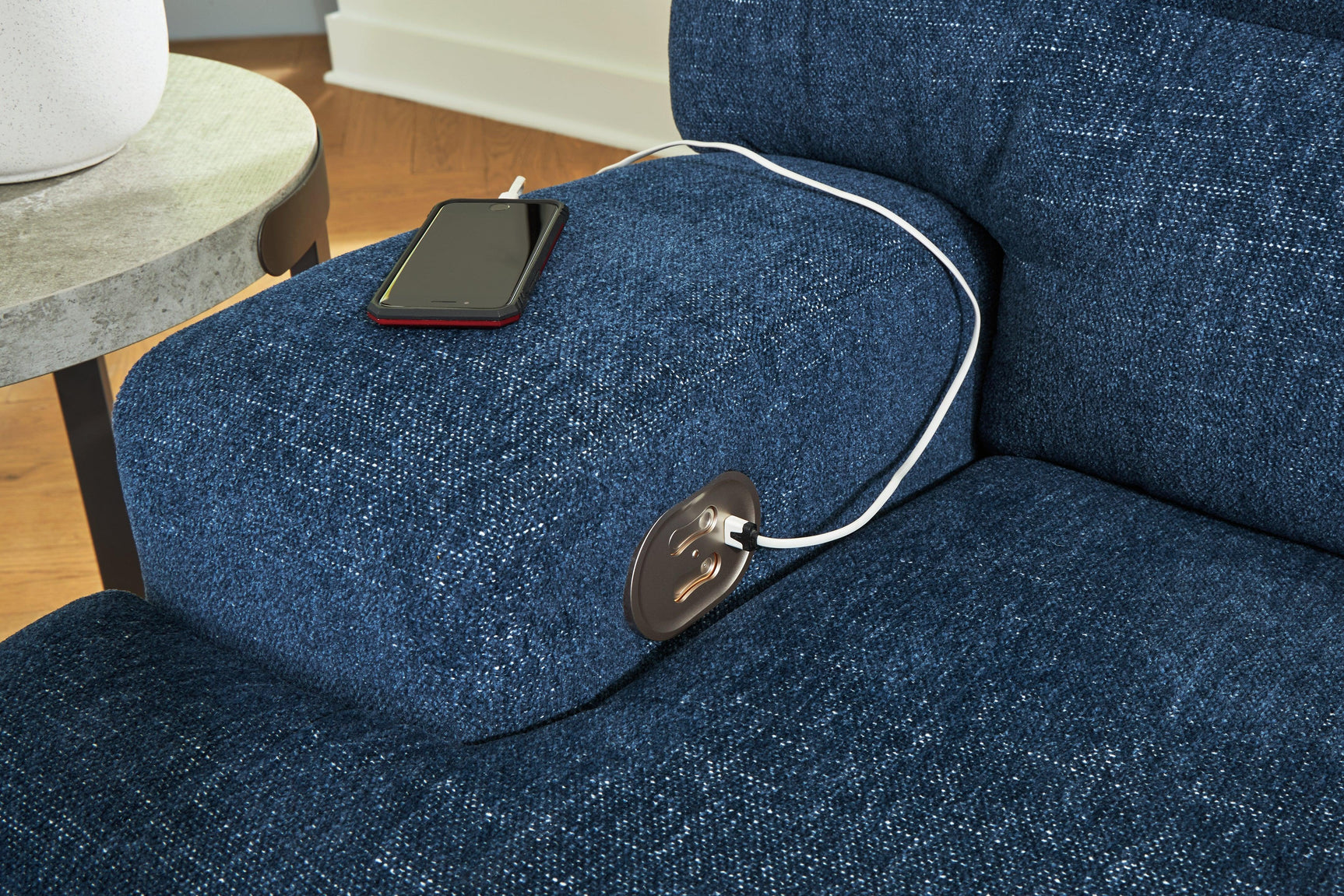 Acklen Place Navy Performance Fabric,Next-Gen Nuvella™ 5-Piece Power Reclining Sectional