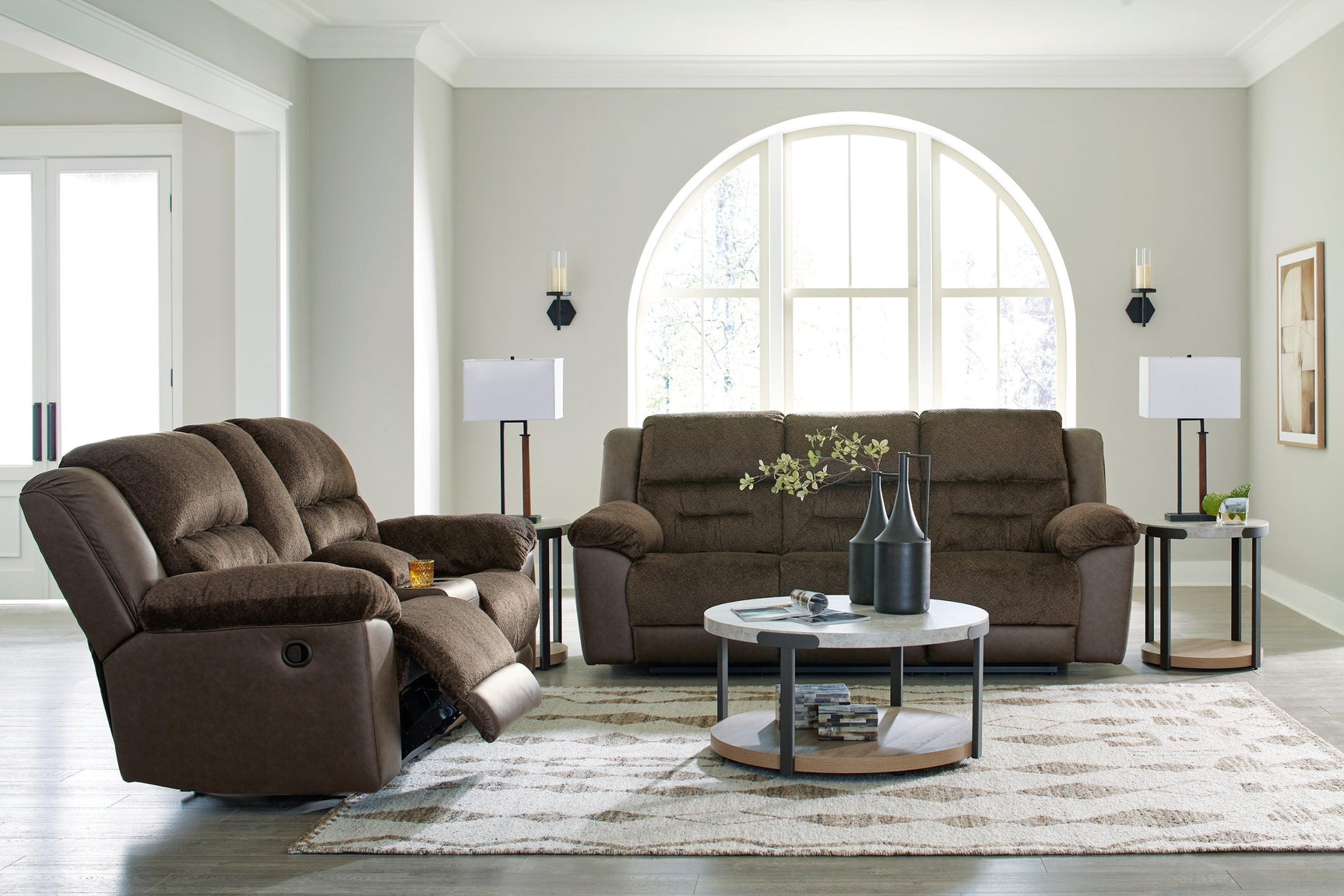 Dorman Chocolate Sofa and Loveseat