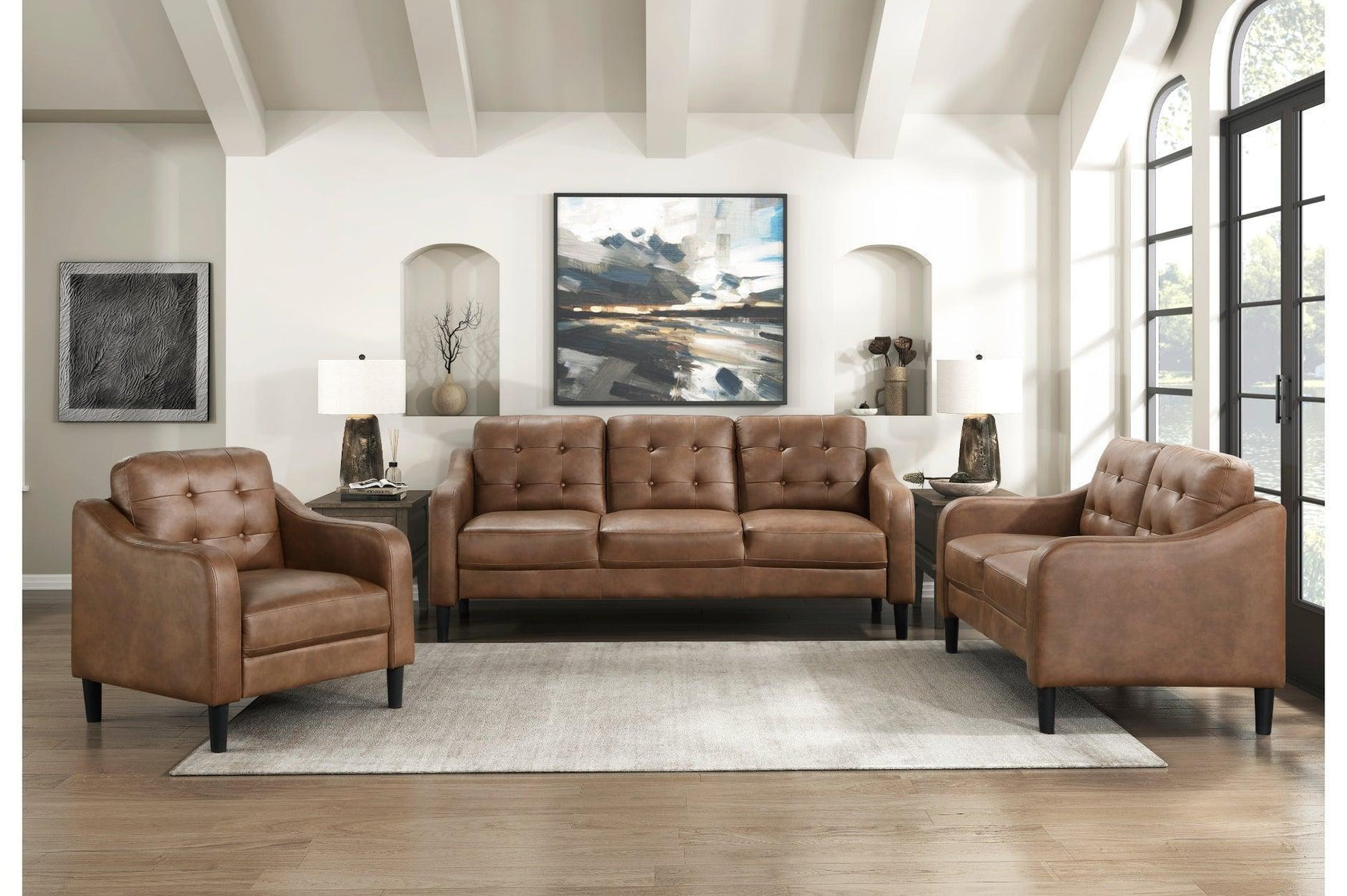 Mallory Brown Microfiber Living Room Set