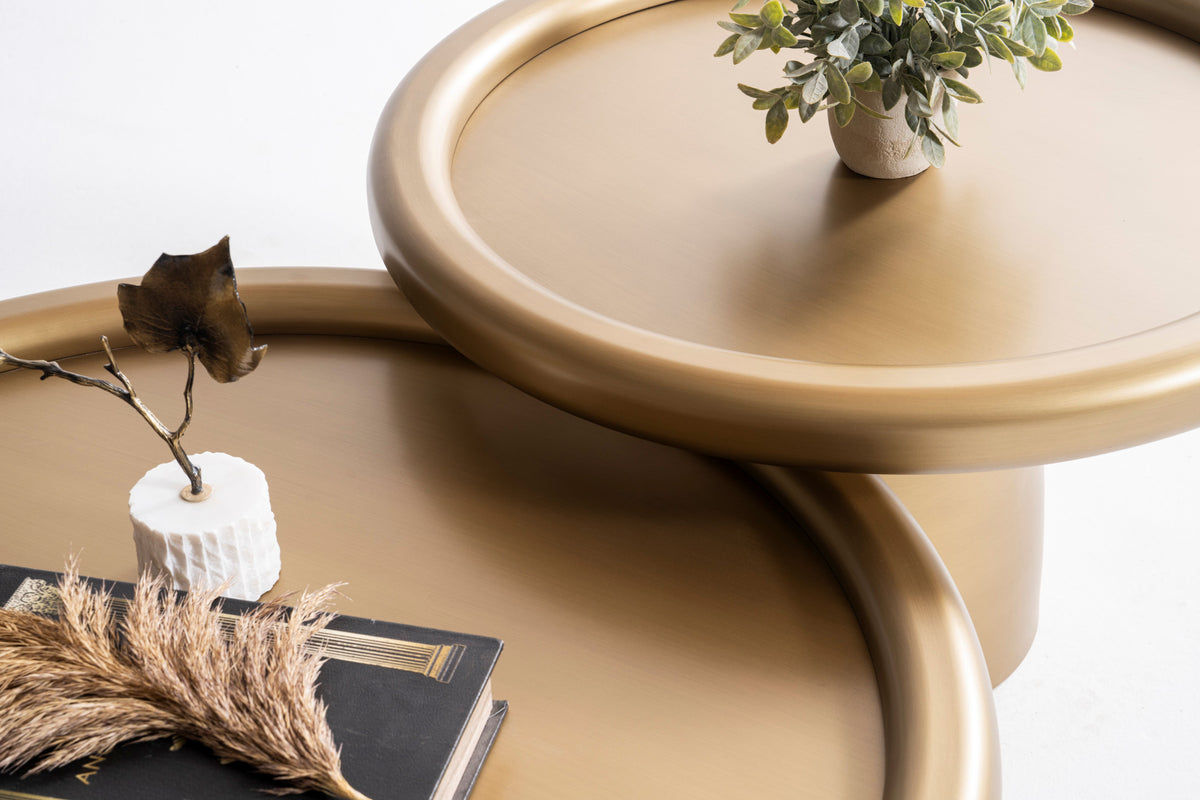 Romena Gold 3-Piece Coffee Table Set
