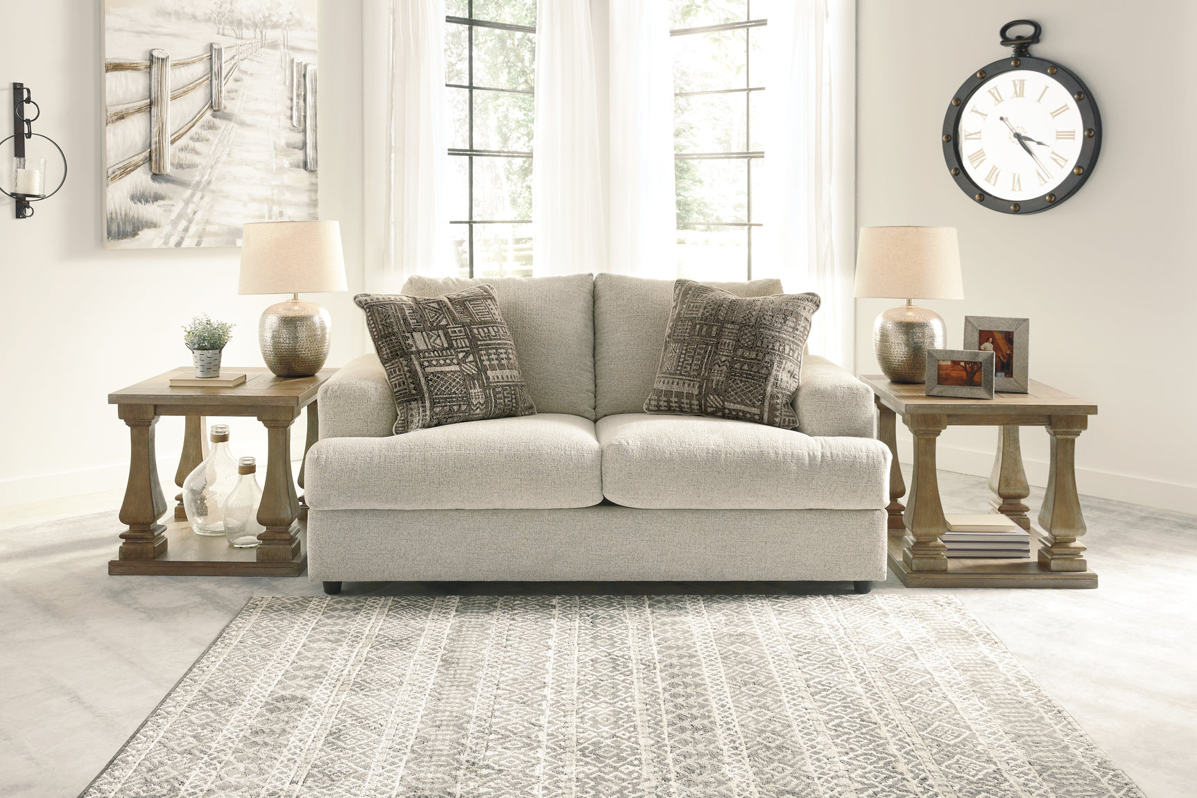 Soletren Stone Chenille Loveseat