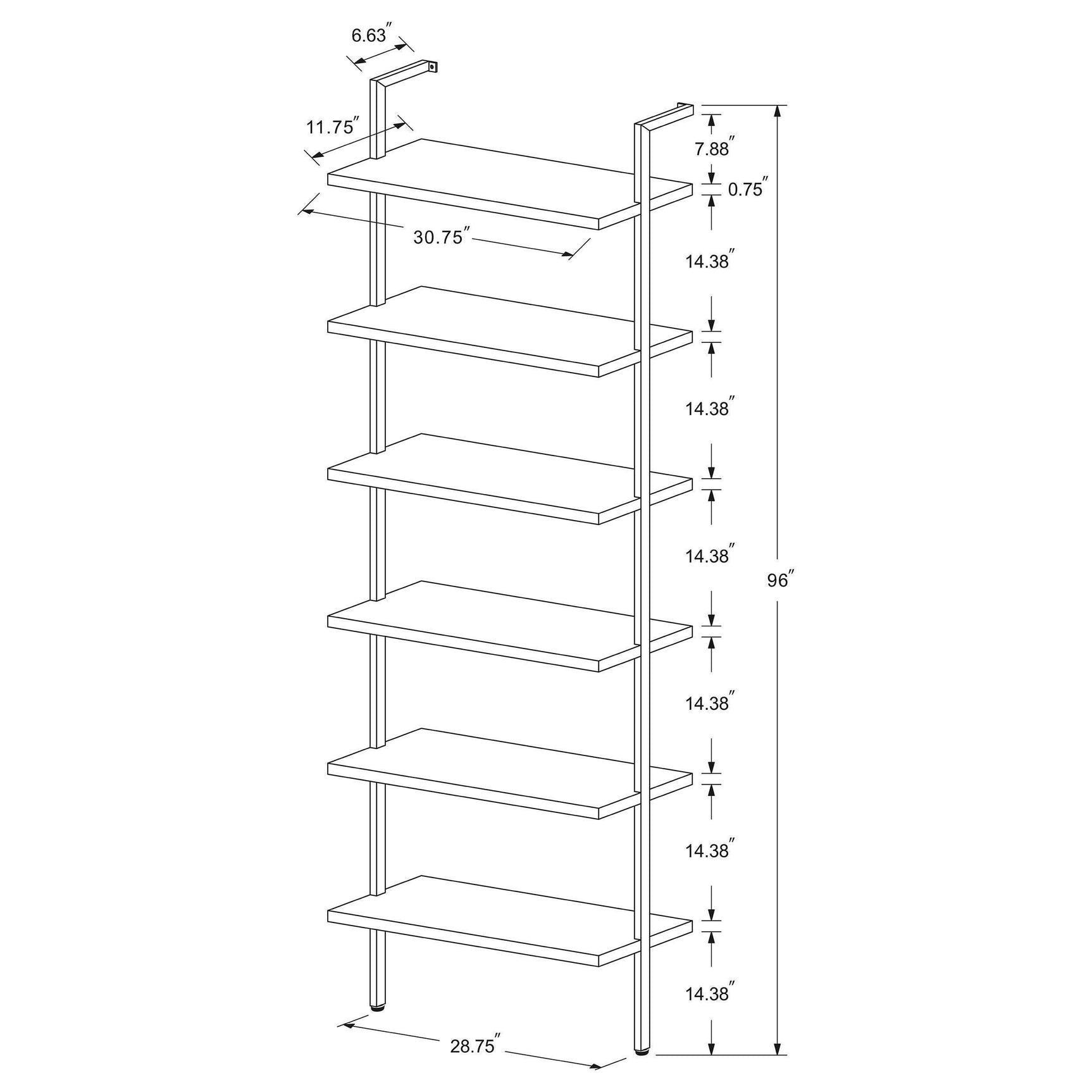 Owens 3-Piece 96-inch Wall Mounted Bookshelf Set Walnut