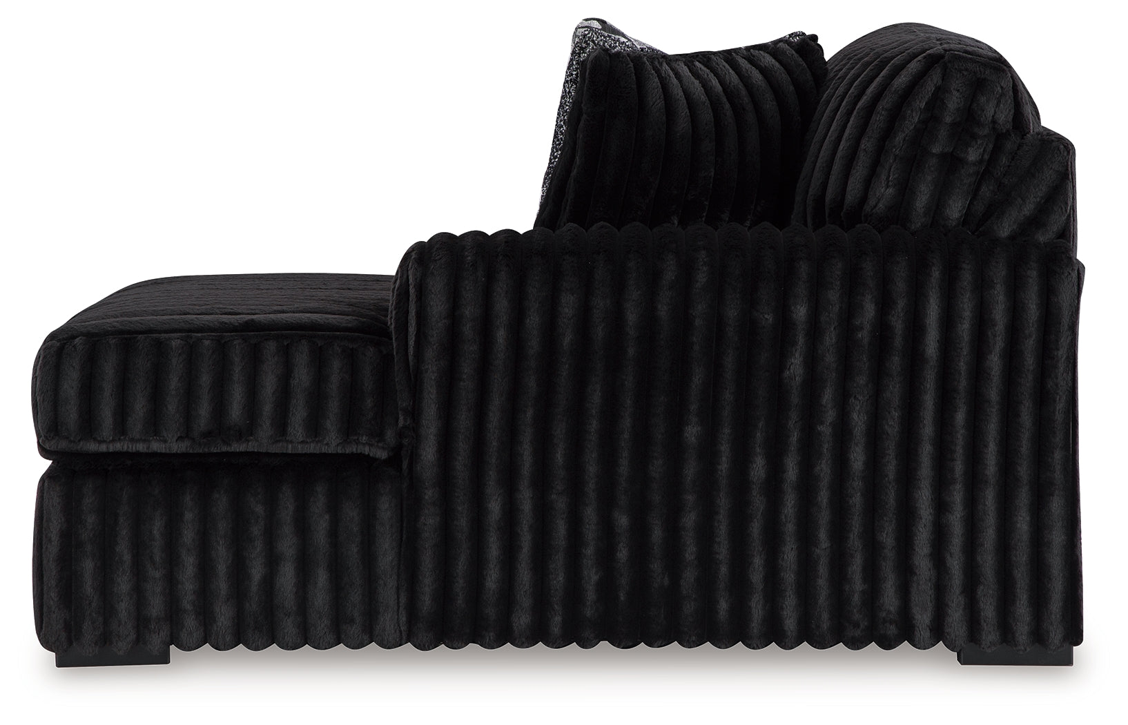 Midnight-Madness Onyx Velvet 3-Piece Sectional with Chaise