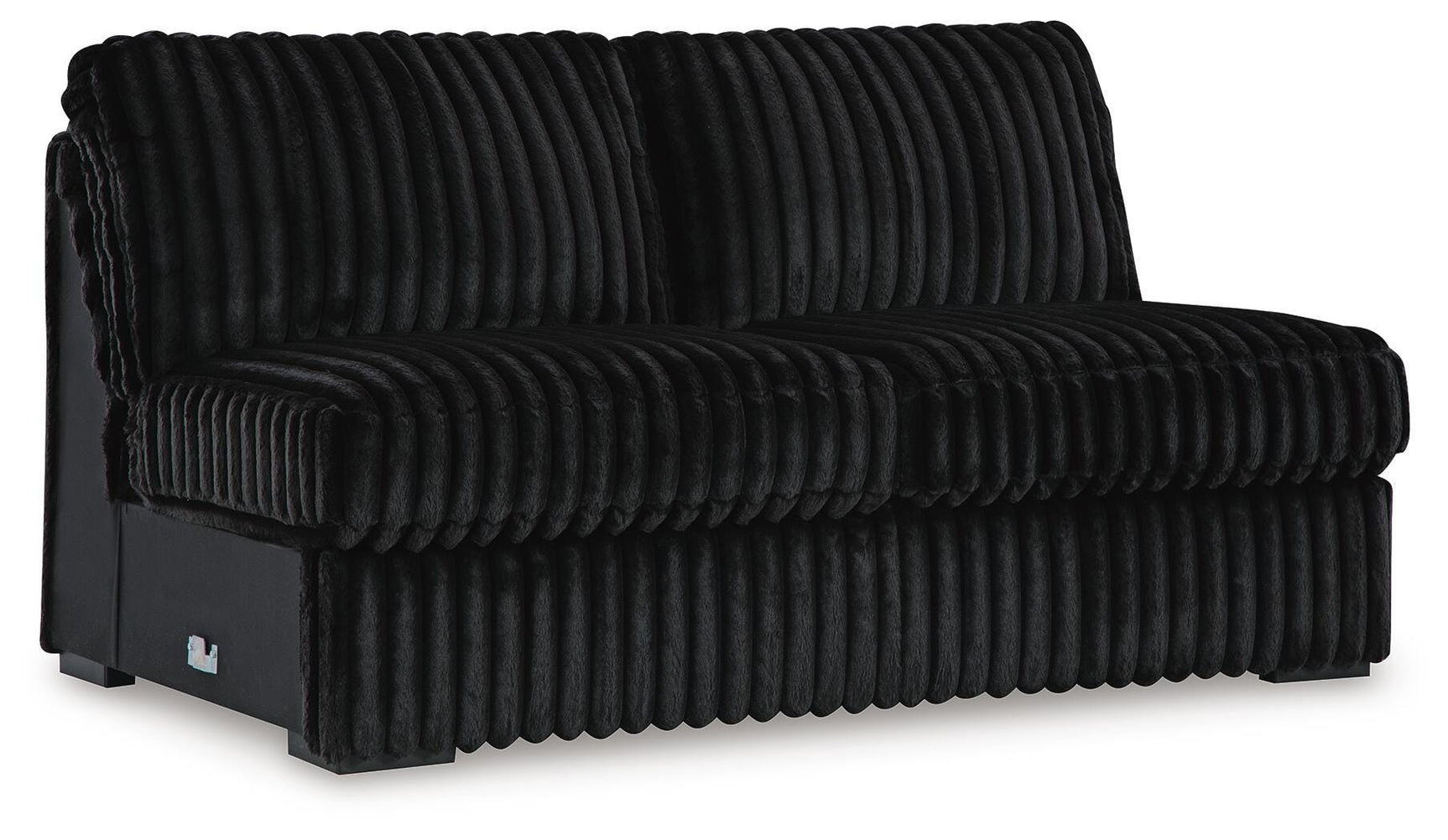 Midnight-Madness Onyx Velvet 3-Piece Sectional with Chaise angled view