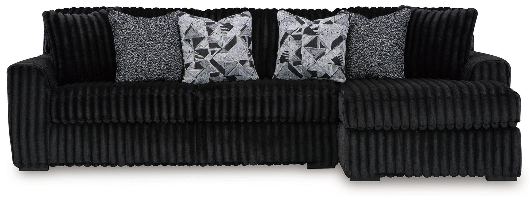 Midnight-Madness Onyx Velvet 2-Piece Sectional Sofa with Chaise
