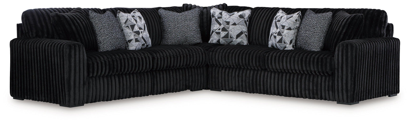 Midnight-Madness Onyx Velvet 3-Piece Sectional