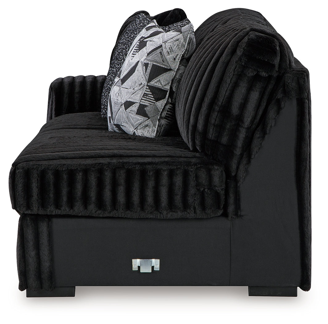 Midnight-Madness Onyx Velvet 3-Piece Sectional with Chaise