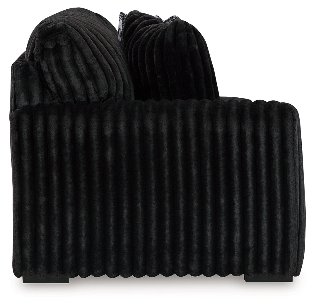 Midnight-Madness Onyx Velvet 3-Piece Sectional with Chaise