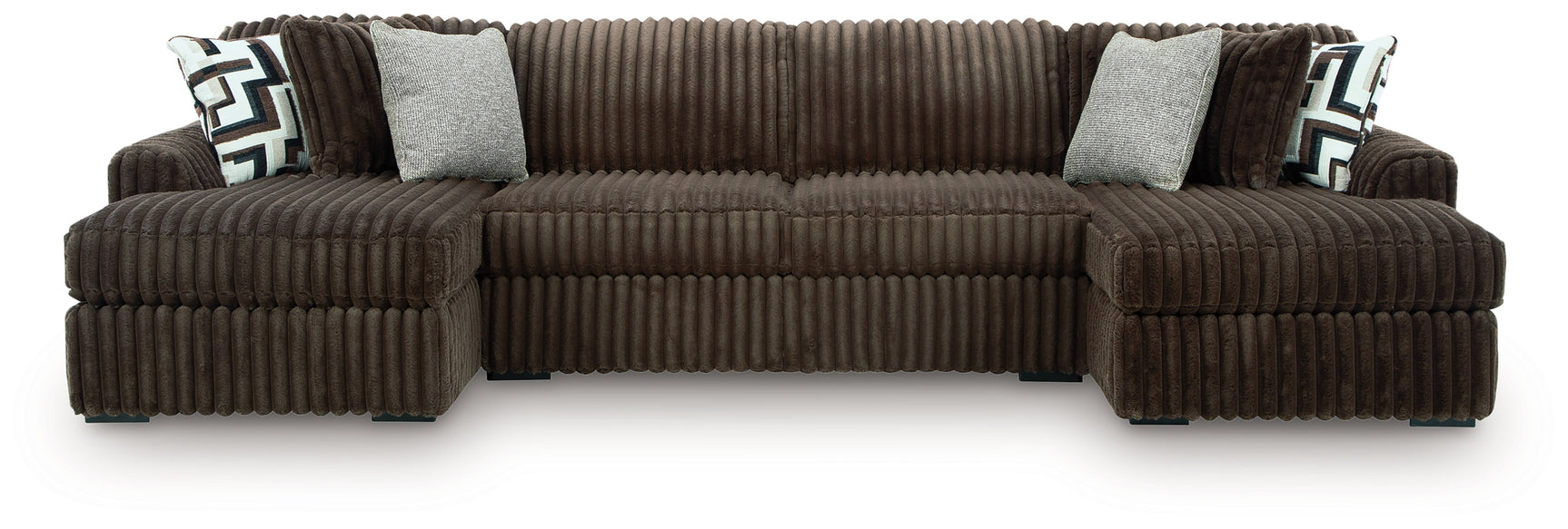 Midnight-Madness Chocolate Velvet 3-Piece Sectional with Chaise