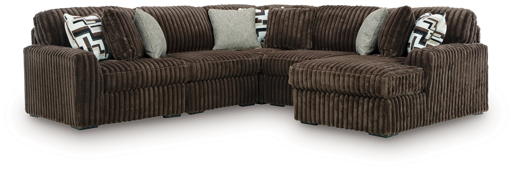 Midnight-Madness Chocolate 5-Piece Sectional with Chaise