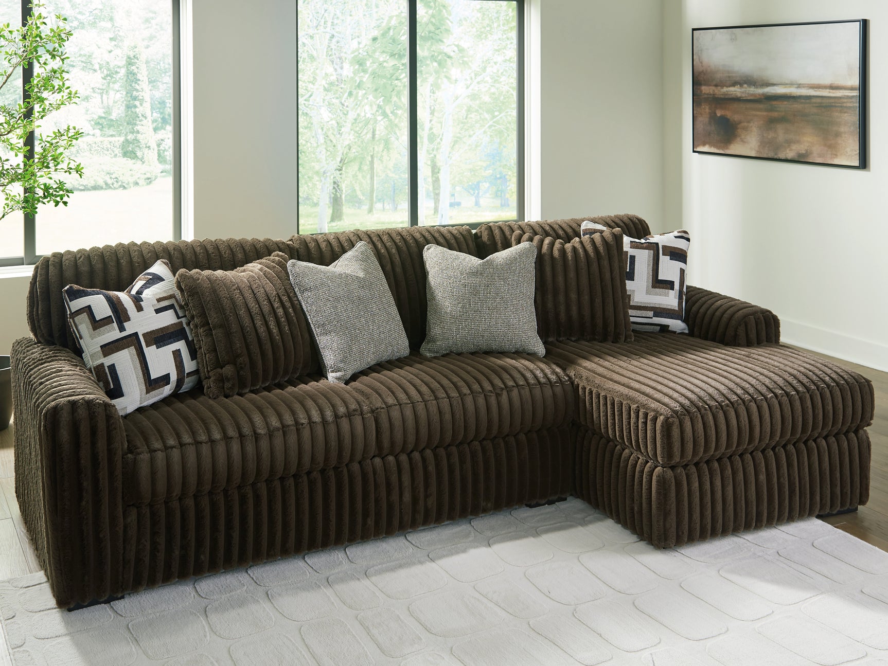 Midnight-Madness Chocolate 2-Piece Sectional Sofa with Chaise
