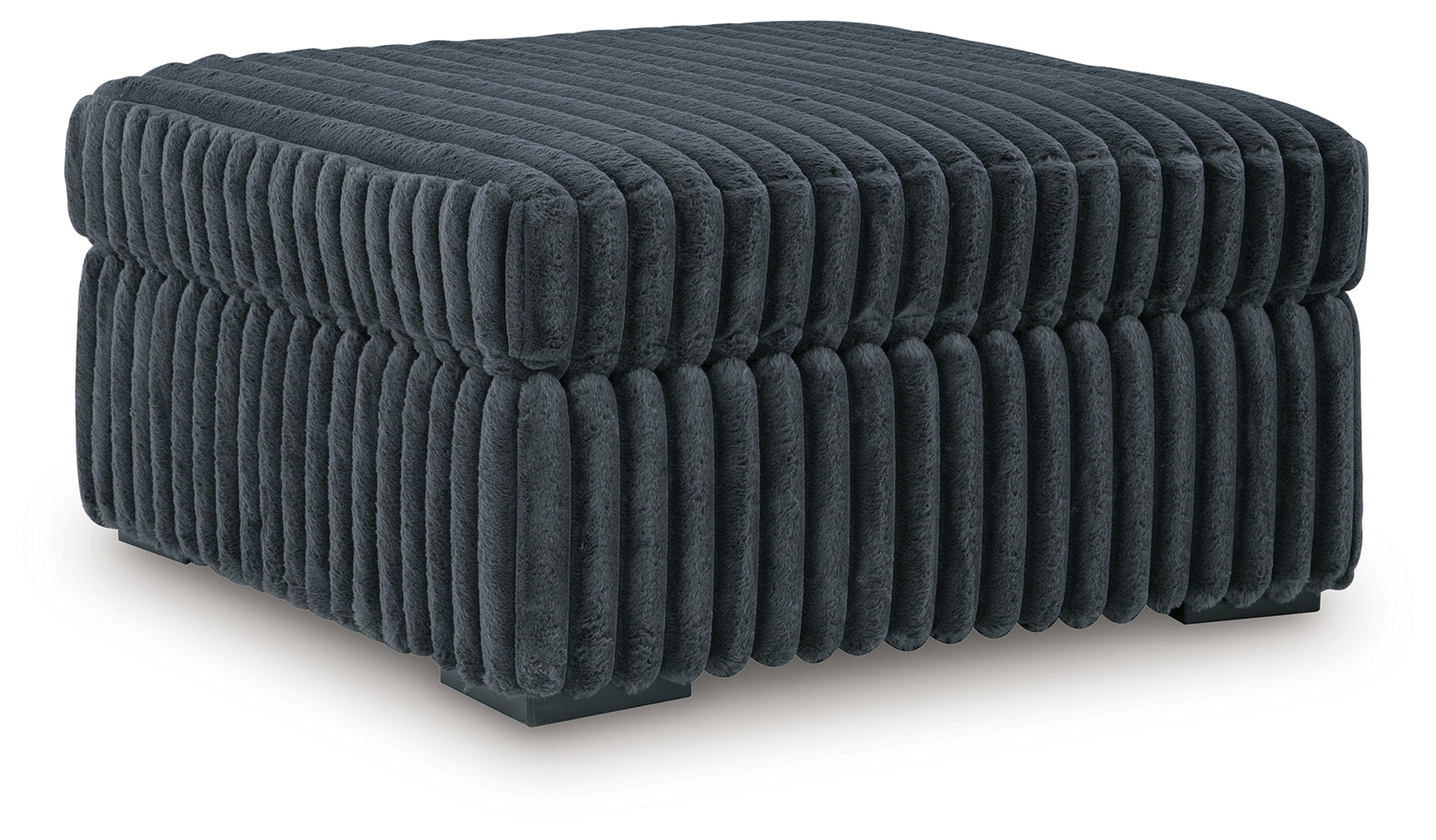 Midnight-Madness Gunmetal Velvet Oversized Accent Ottoman
