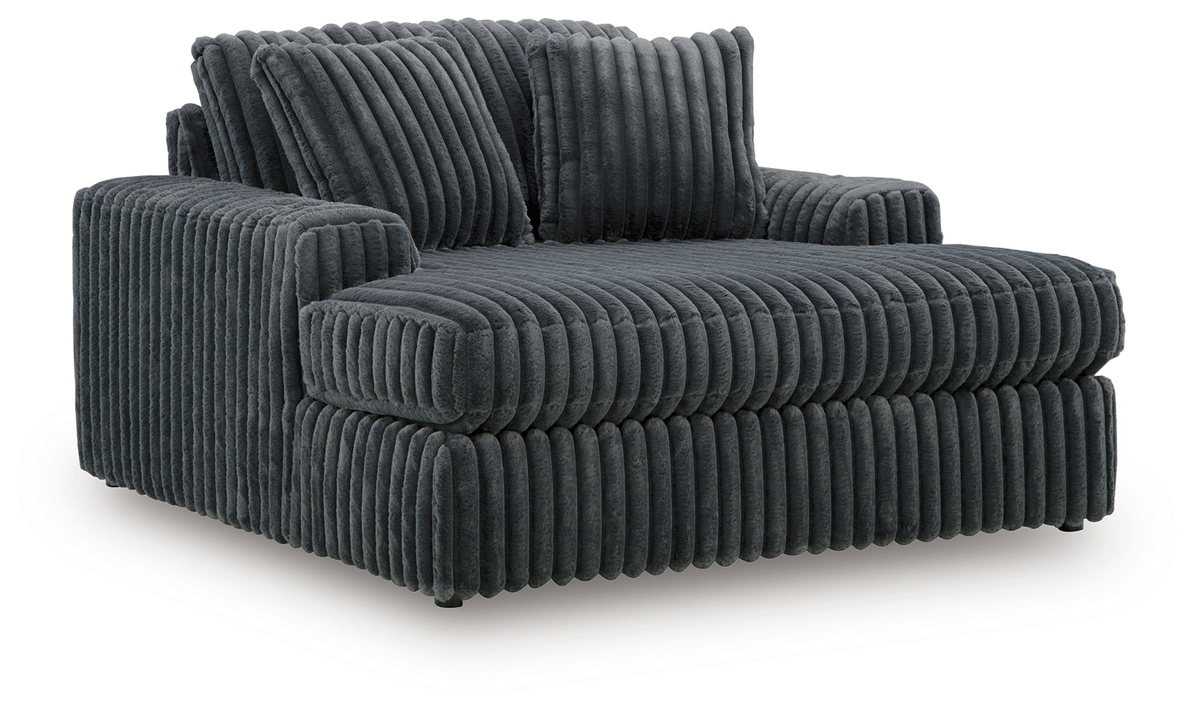 Midnight-Madness Gunmetal Velvet Oversized Chaise