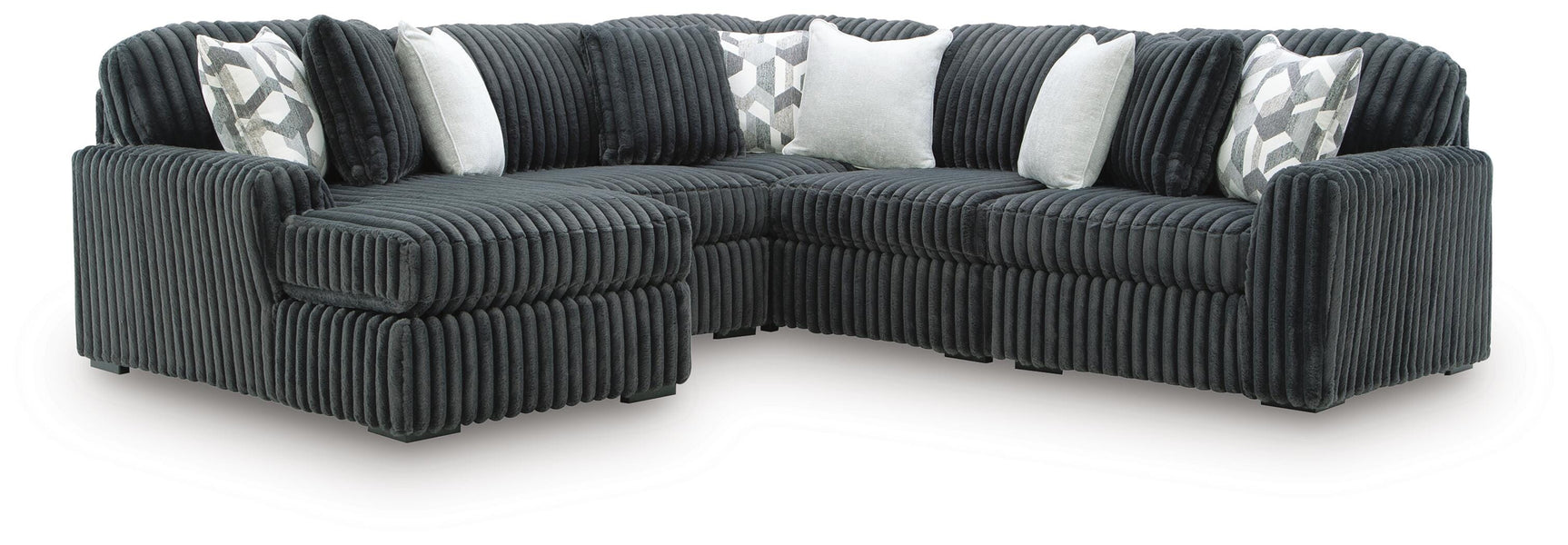Midnight-Madness Gunmetal 5-Piece Sectional with Chaise