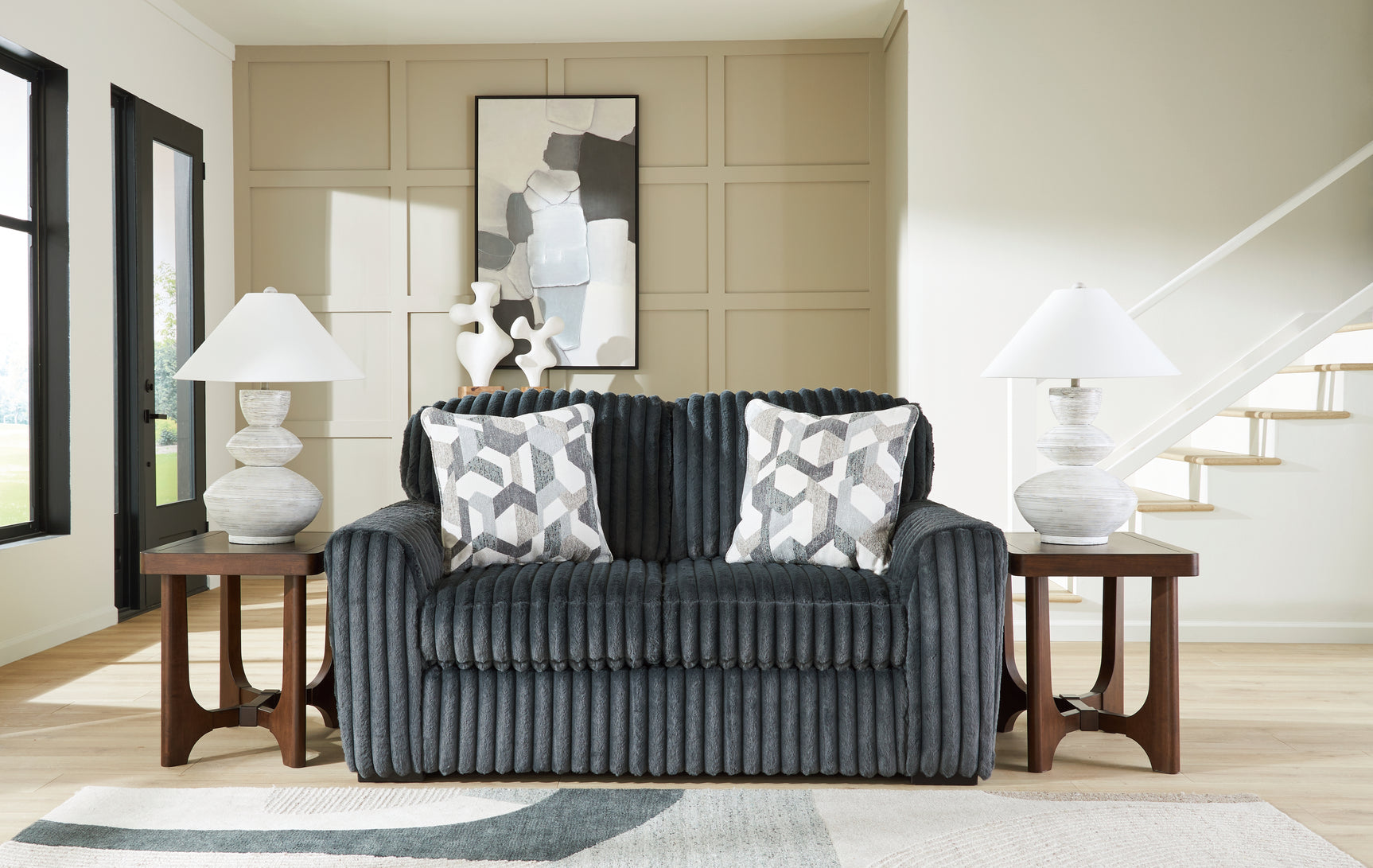 Midnight-Madness Gunmetal Sofa and Loveseat