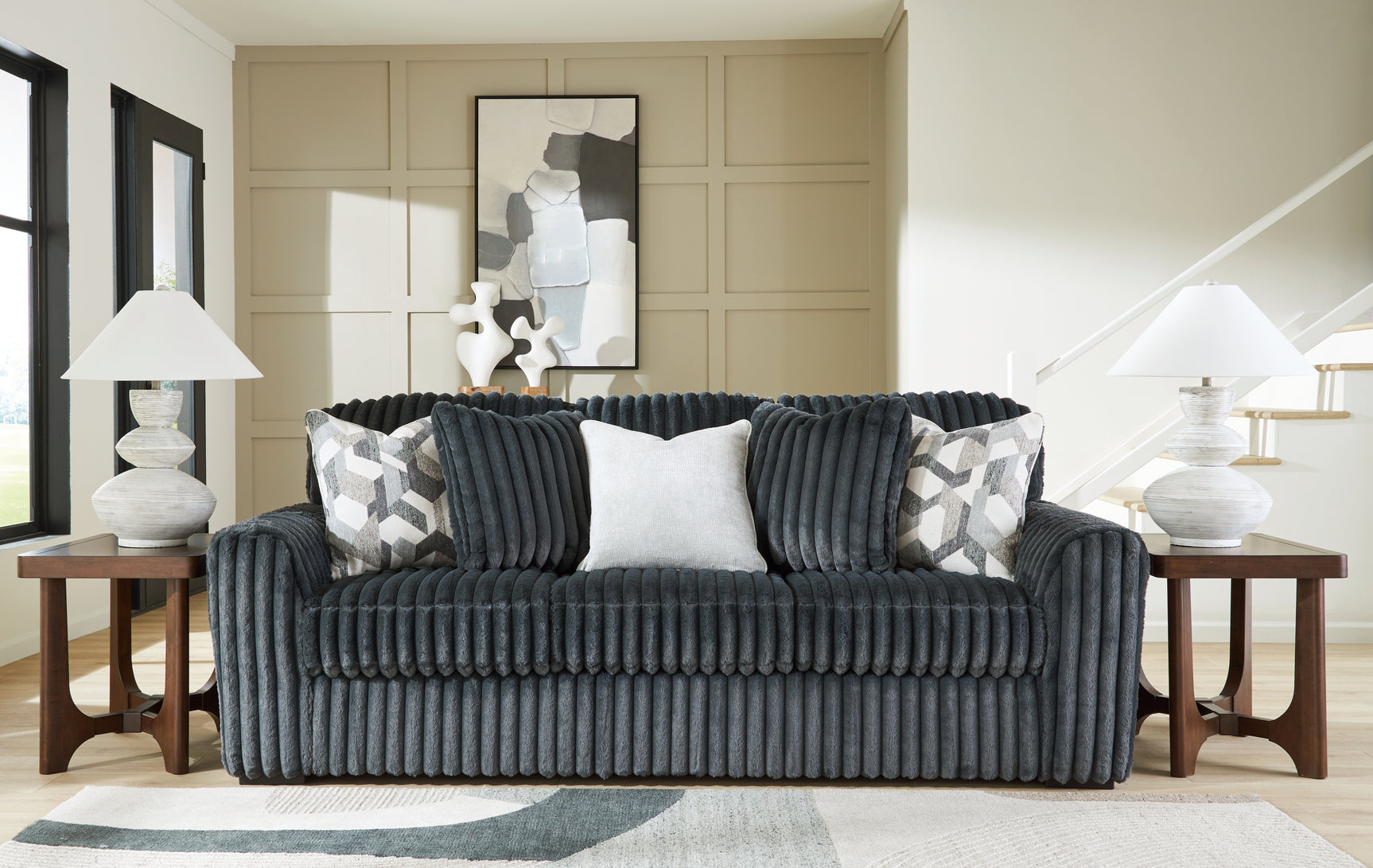 Midnight-Madness Gunmetal Sofa and Loveseat