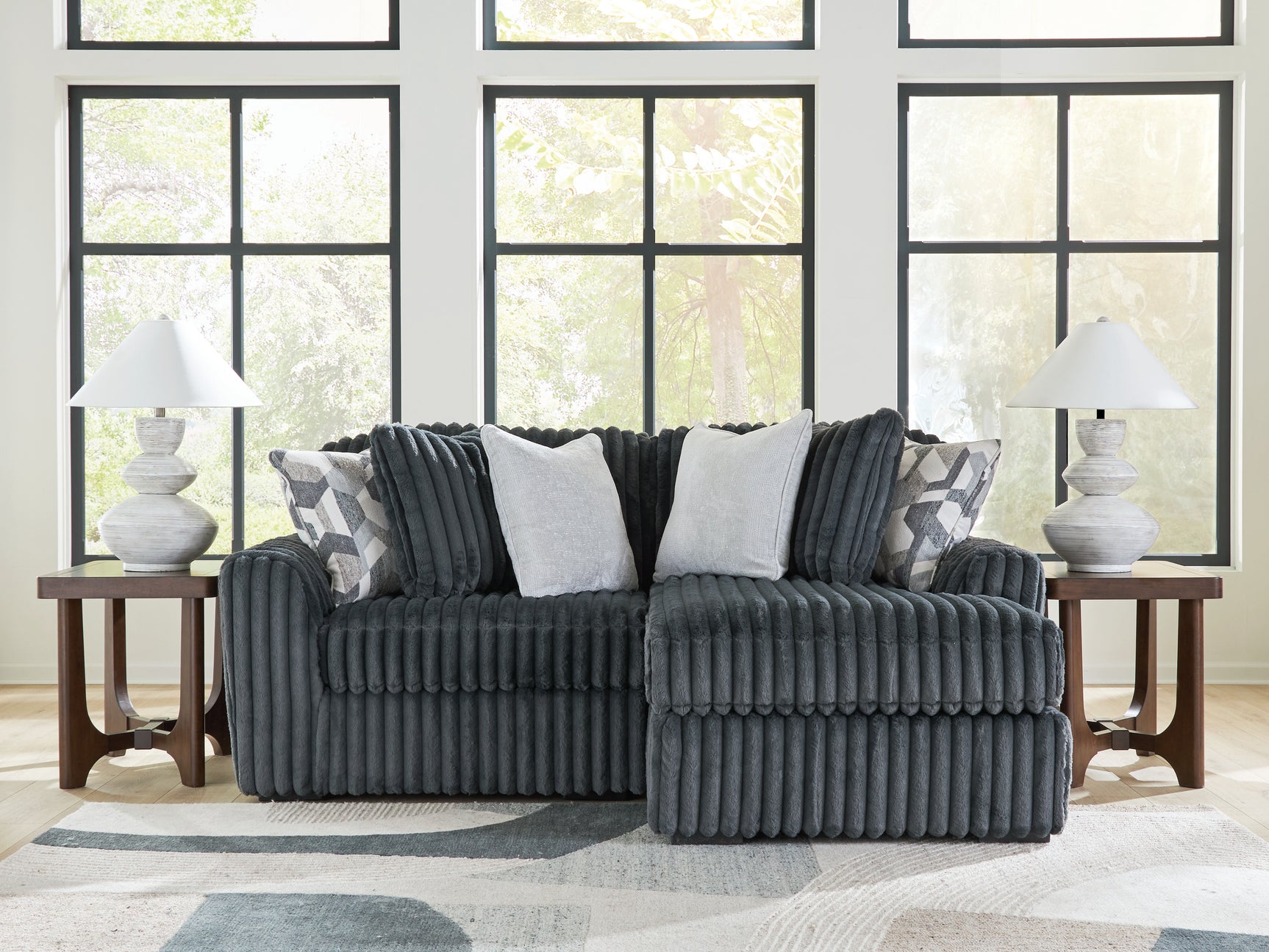 Midnight-Madness Gunmetal 2-Piece Sectional with Chaise
