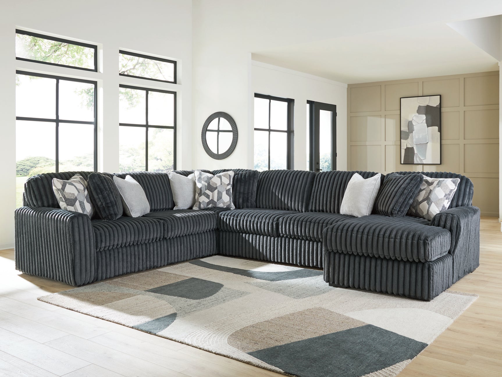 Midnight-Madness Gunmetal 4-Piece Sectional with Chaise