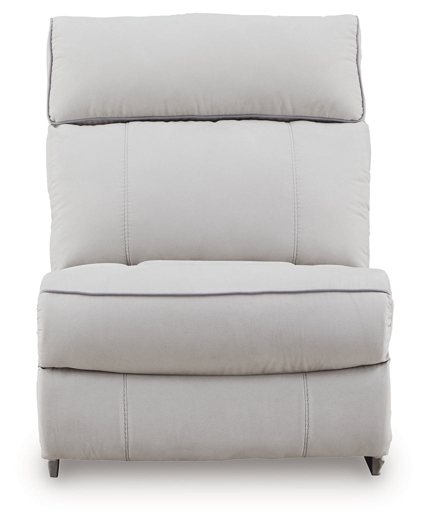 Social Pointe Pearl/Ash Chenille 7-Piece Reclining Sectional with Storage Consoles