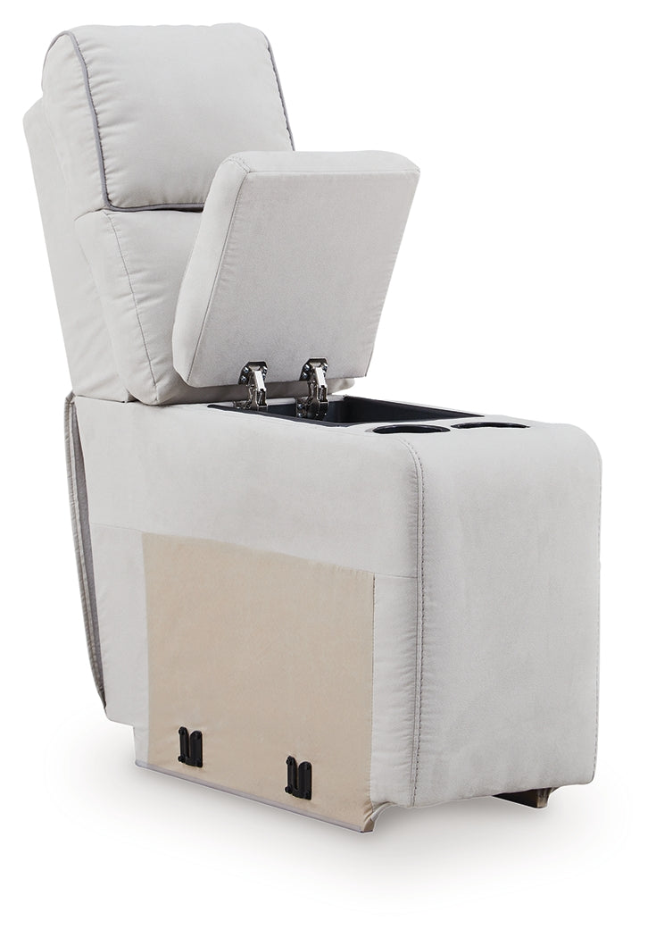 Social Pointe Pearl/Ash Chenille 5-Piece Reclining Sectional with Storage Consoles