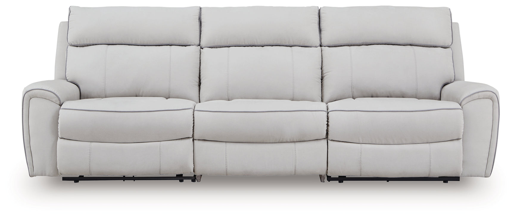 Social Pointe Pearl/Ash Chenille 3-Piece Power Reclining Sectional